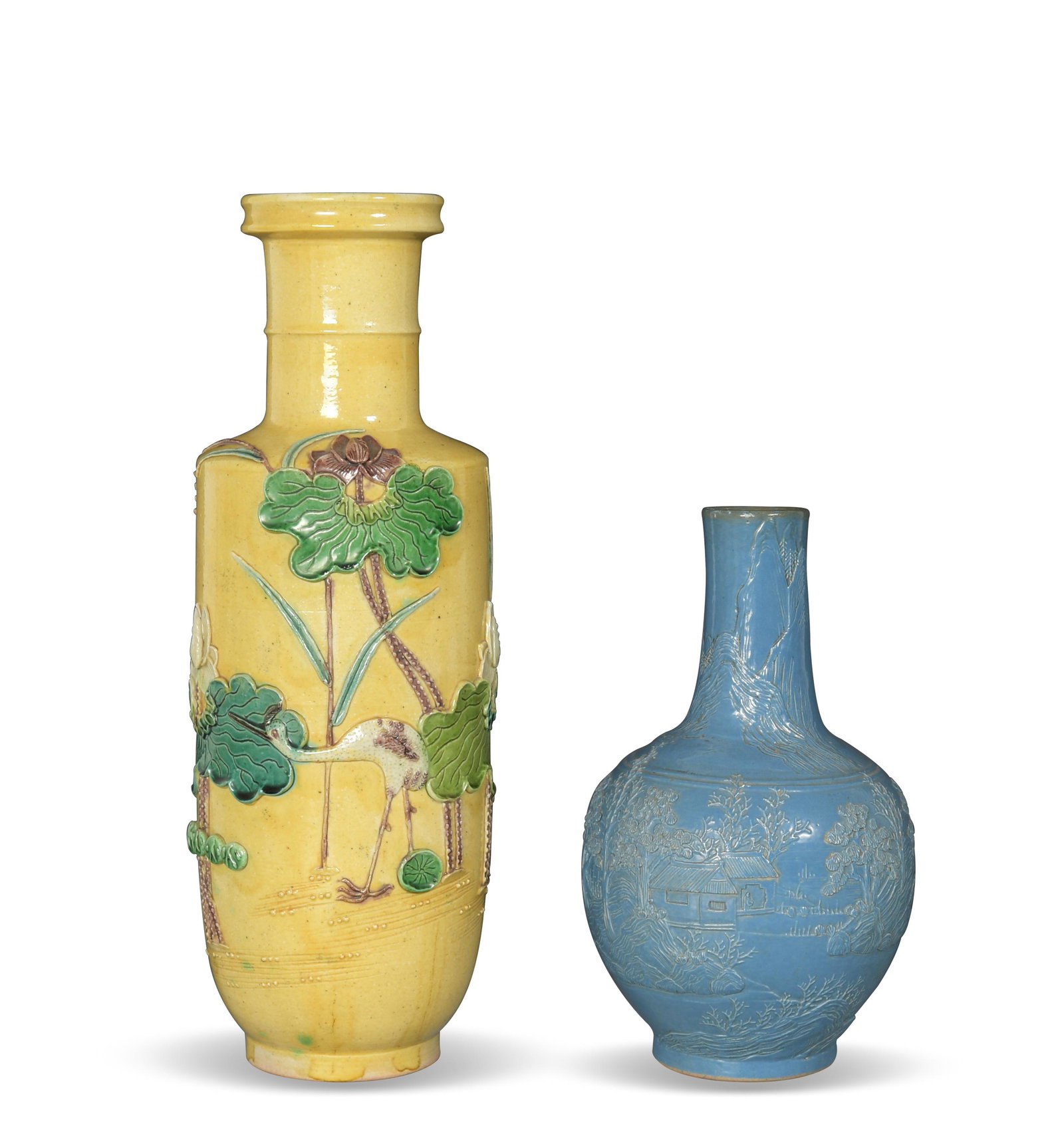 Two Chinese Carved Porcelain Vases, 19th Century (1 of 8)