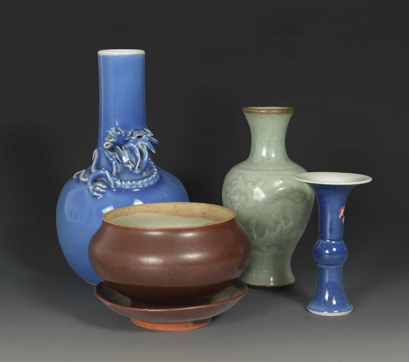 Group of 4 Monochrome Porcelains, 18-19th Century (1 of 6)