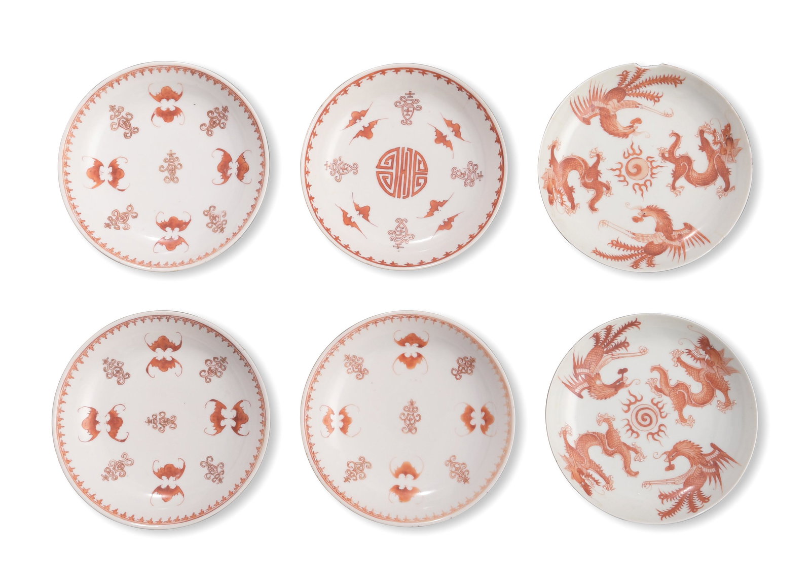 Group of 6 Iron Red Plates, 19th Century (1 of 6)