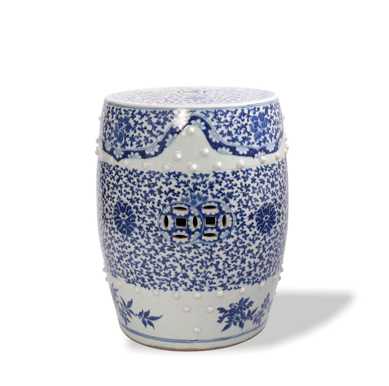 Chinese Blue and White Garden Stool, 19th Century (1 of 6)