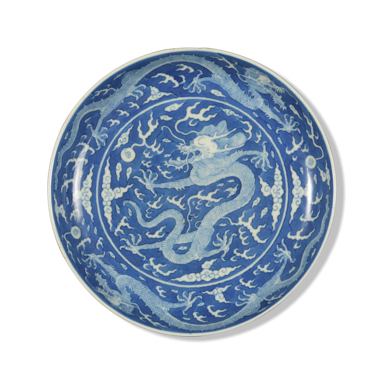 Chinese Blue and White Dragon Plate, Daoguang (1 of 4)
