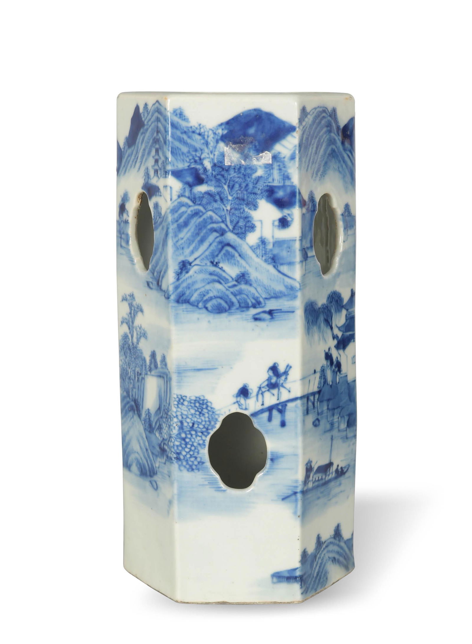 Chinese Blue and White Hat Stand, 19th Century (1 of 6)