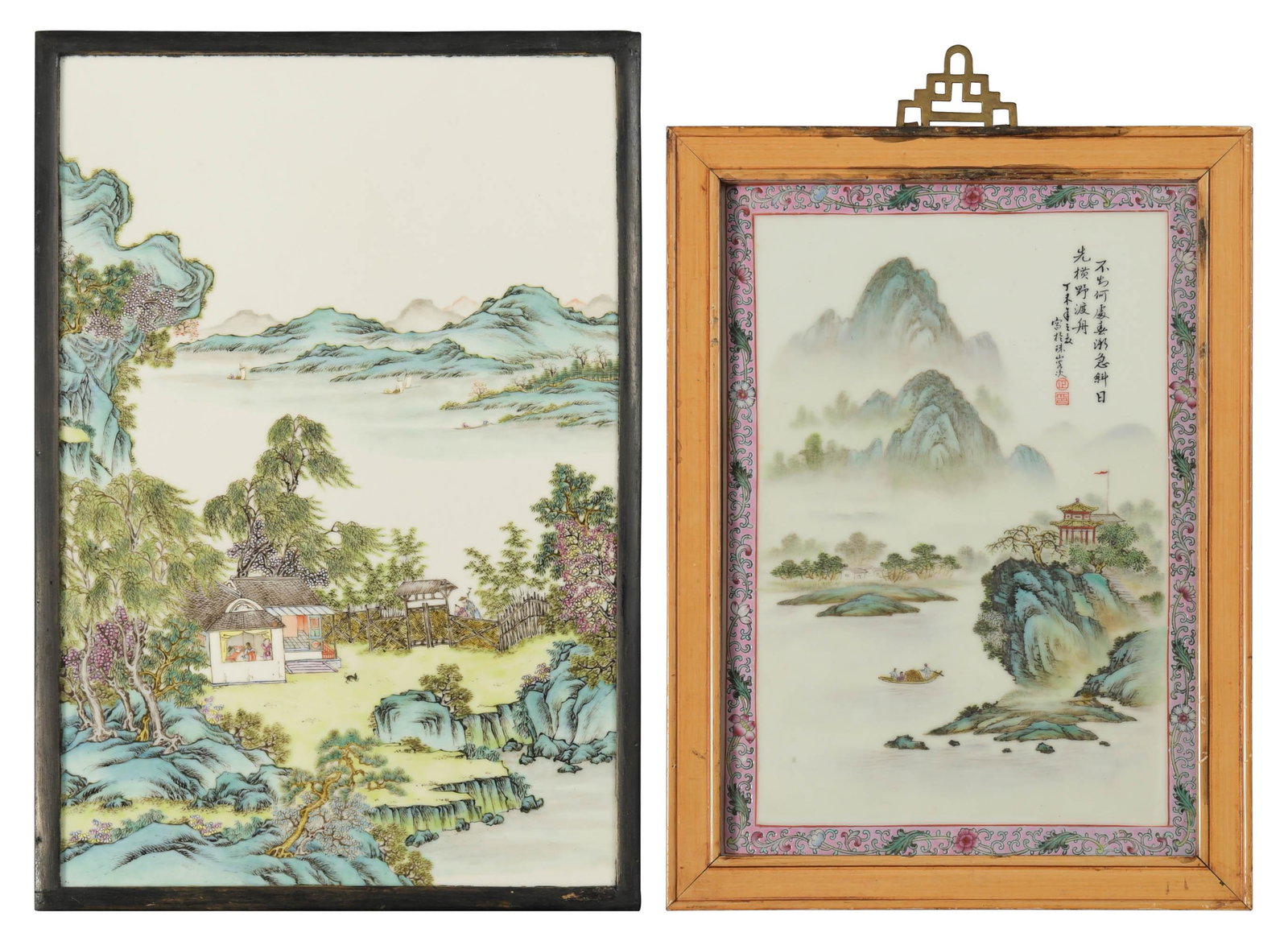 2 Chinese Famille Rose Plaques, Early 20th Century (1 of 5)