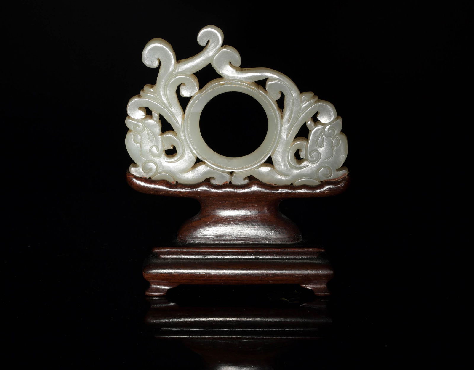 Chinese Carved Jade Ring Plaque with Stand, 18th Century (1 of 6)