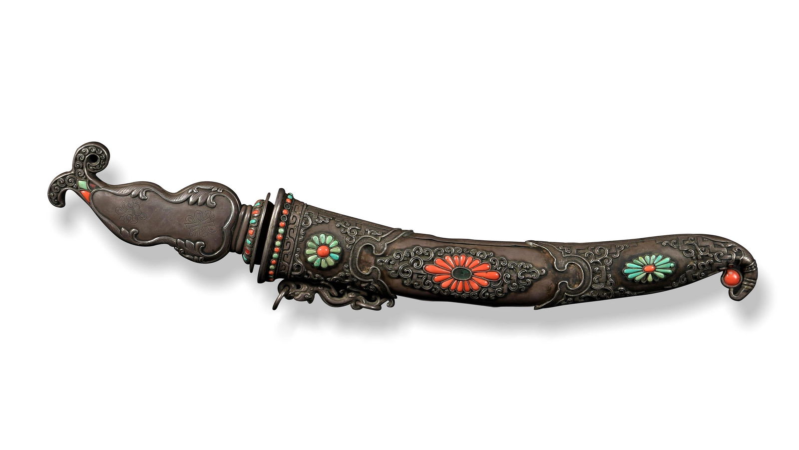 Tibetan Silver, Turquoise and Coral Dagger, Republic (1 of 9)