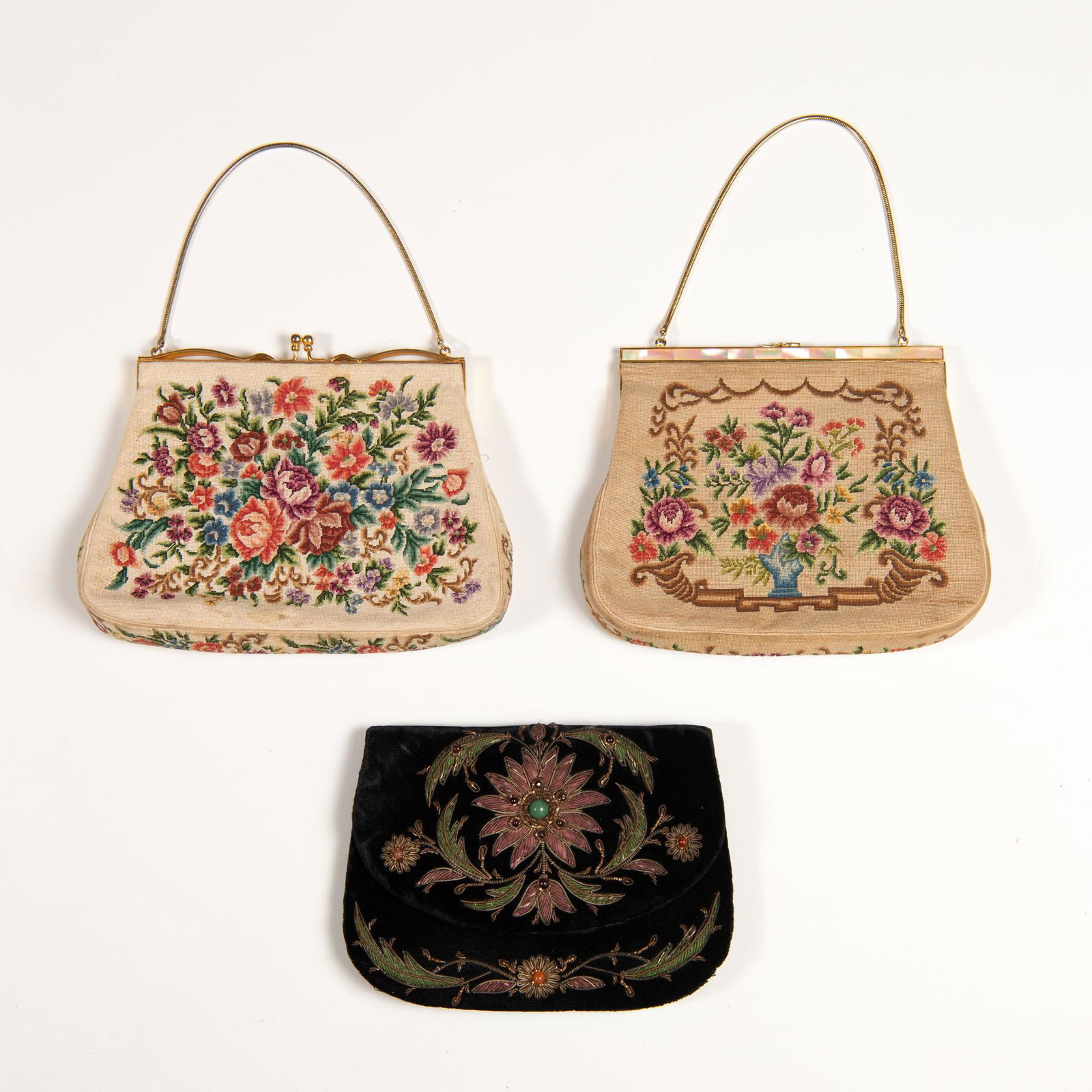 A group of three Chinese embroidered purses, early 20th century (1 of 5)