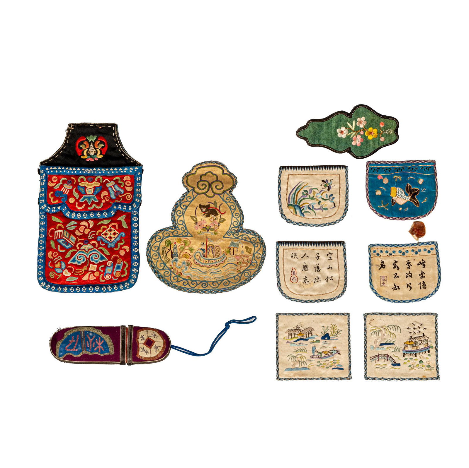 A group of ten assorted Chinese textiles, 19th century (1 of 12)