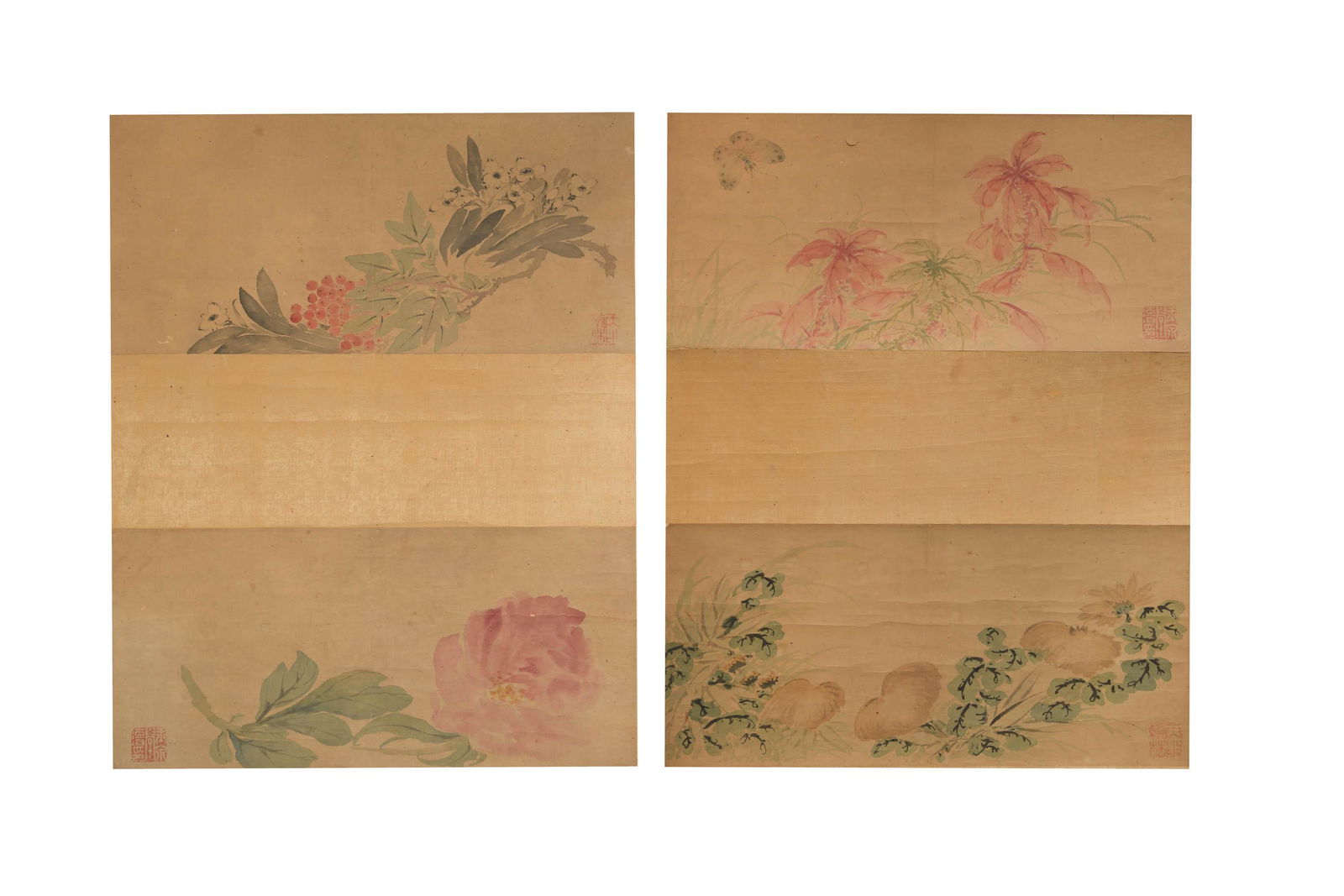 Unknown (Chinese), A set of four leaf album paintings of flowers (1 of 11)