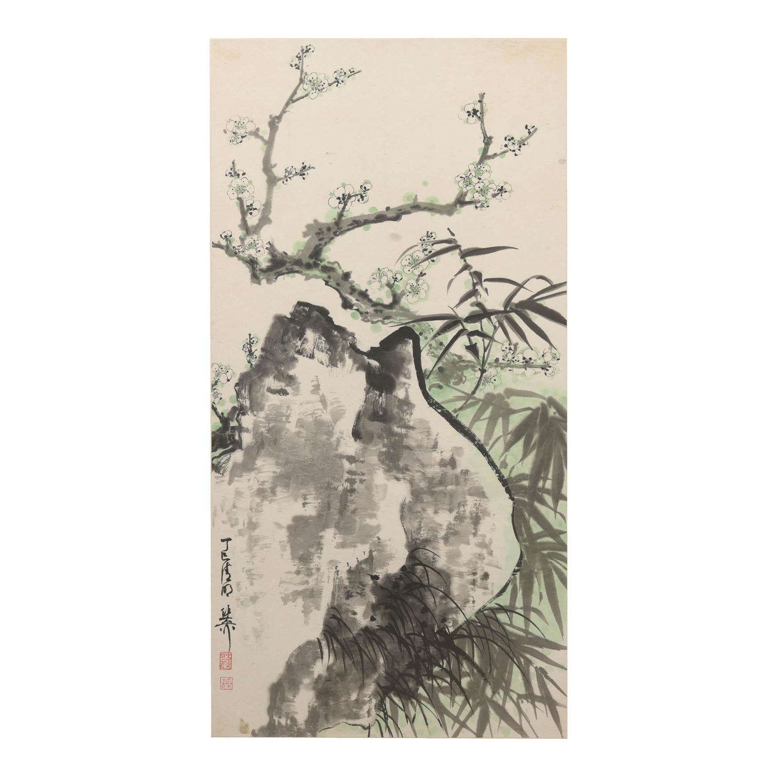 Xie Zhiliu (Chinese), A painting of plum blossoms and bamboo (1 of 6)