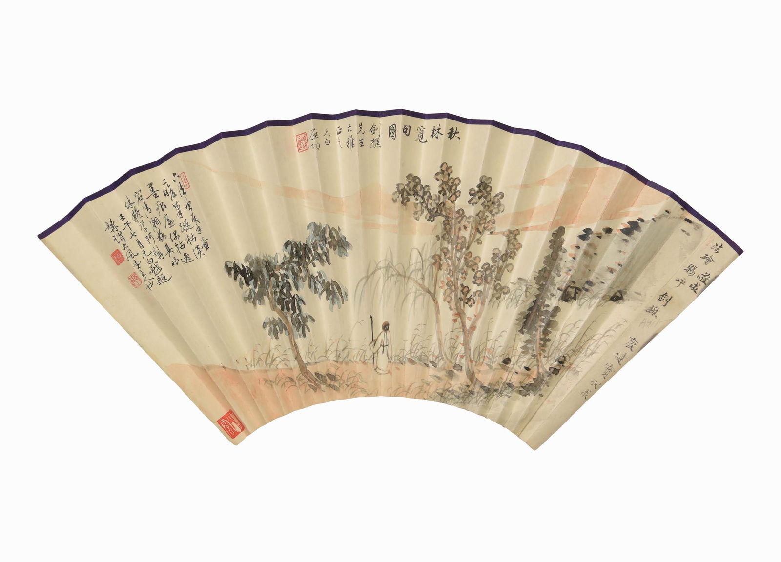 Qi Gong (Chinese), A landscape fan painting (1 of 11)