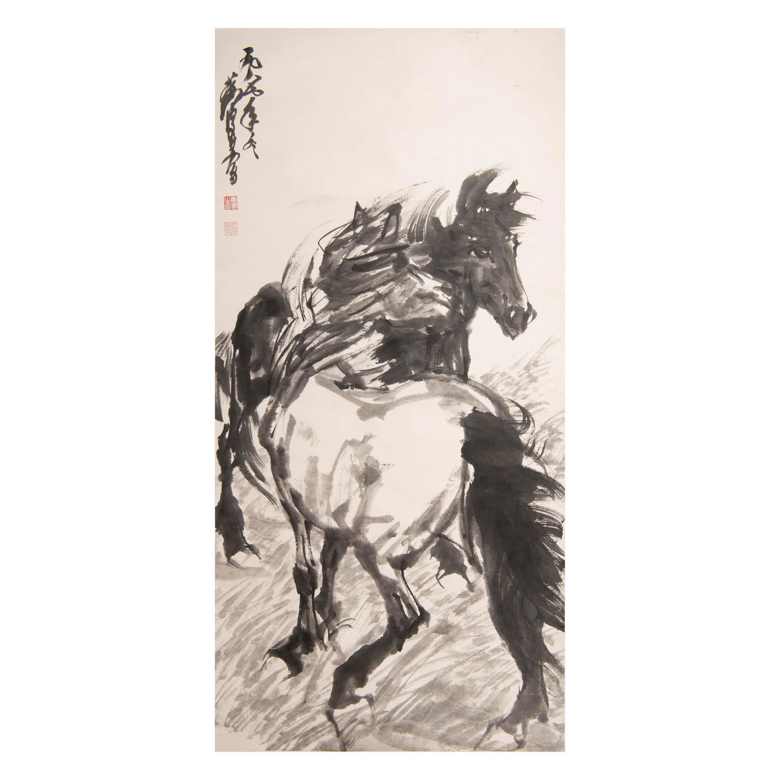 Huang Zhou (Chinese), A painting of two horses (1 of 5)