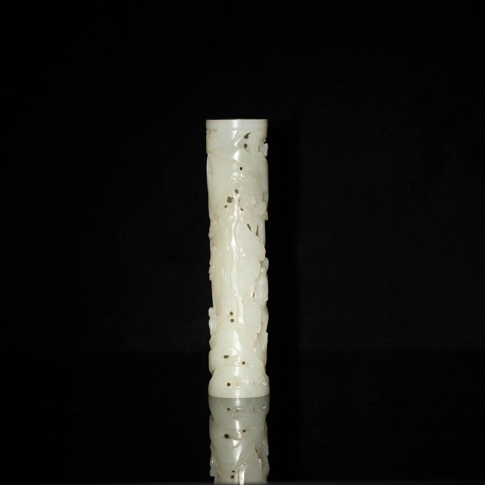 A Chinese carved white jade incense holder, 18th century (1 of 6)