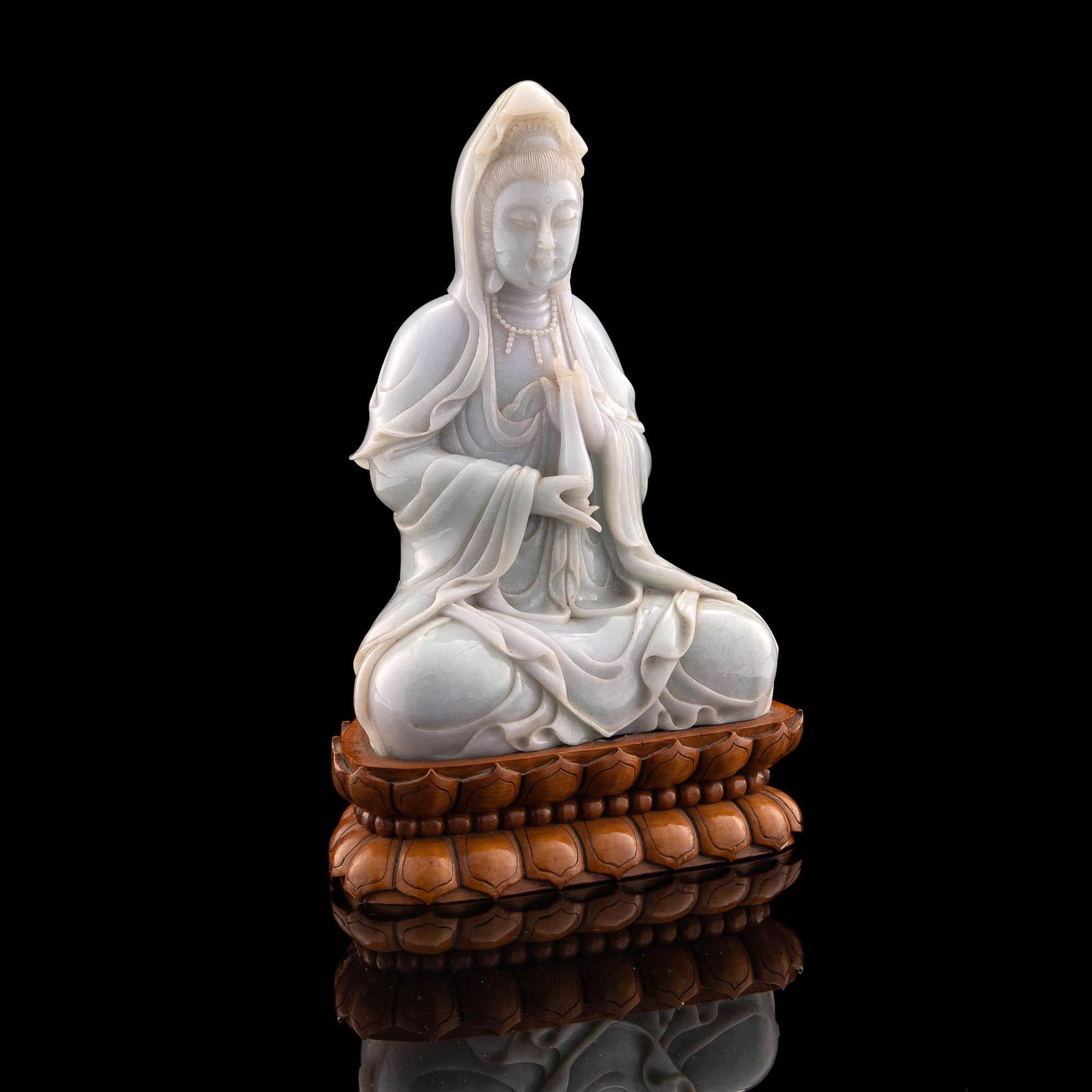 A Chinese jadeite seated Guanyin figure, Republic period (1 of 8)