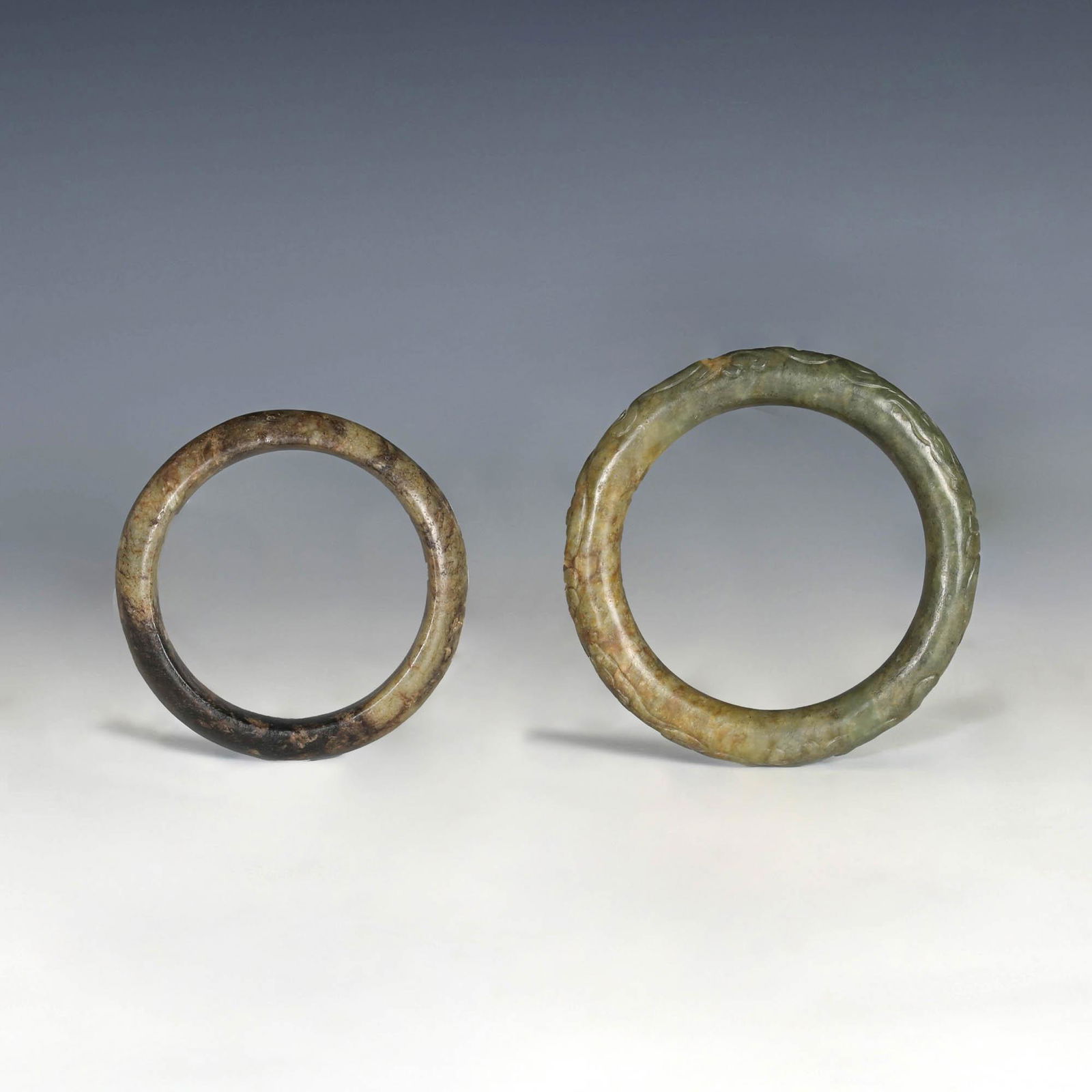 Two Chinese jade bangles, Ming dynasty or earlier (1 of 3)