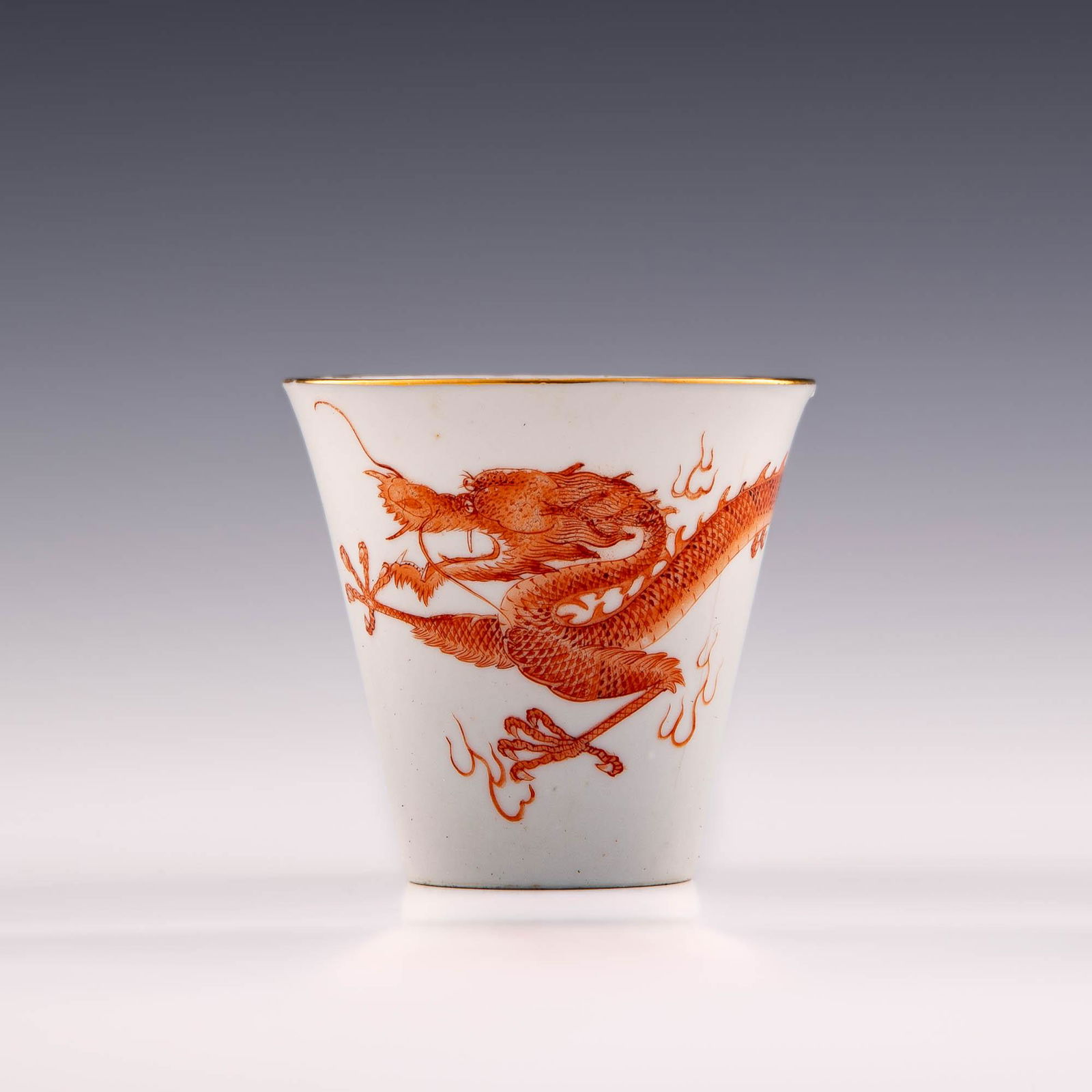 A Chinese iron red dragon cup, Late 19th century (1 of 6)