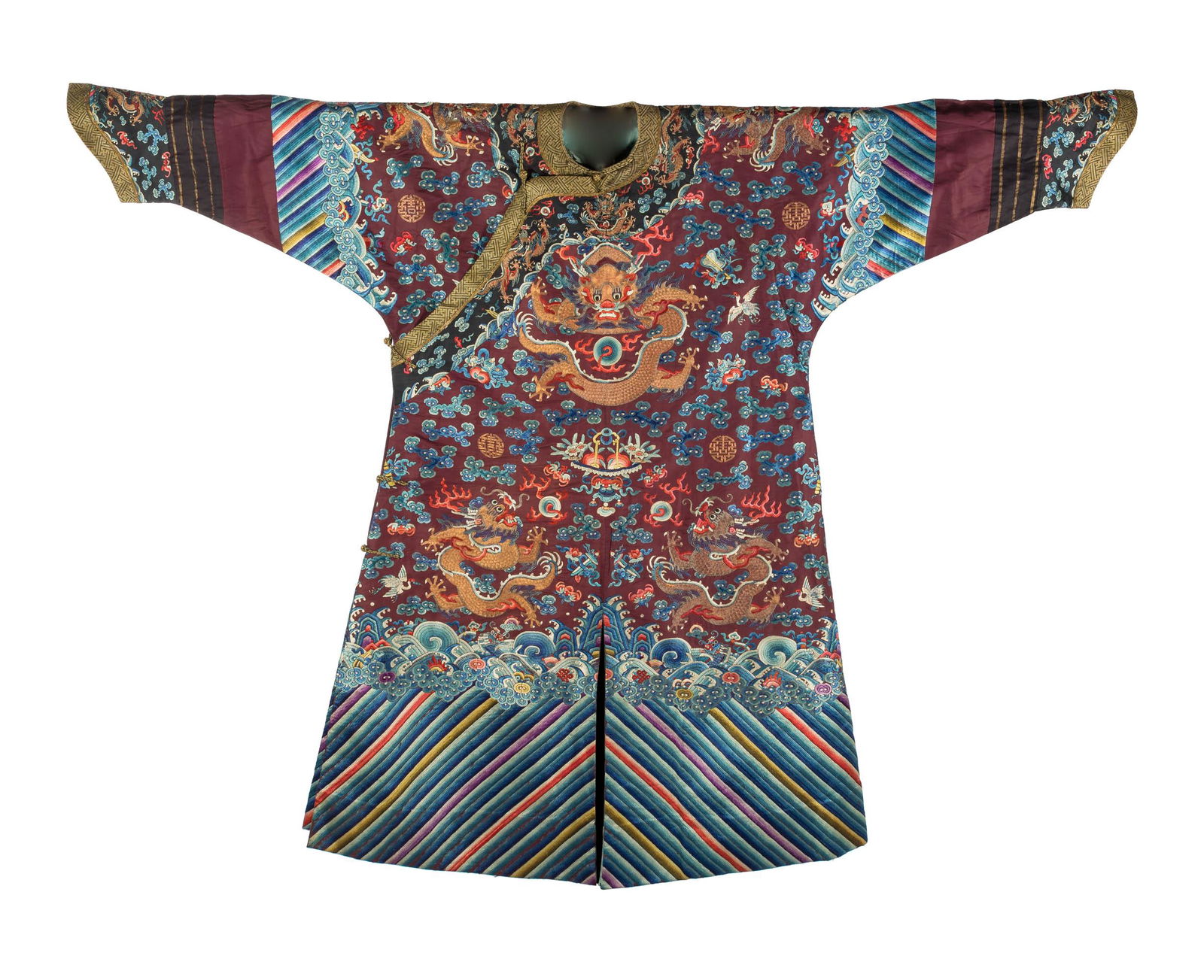 A Chinese purple ground dragon robe, 19th century (1 of 11)