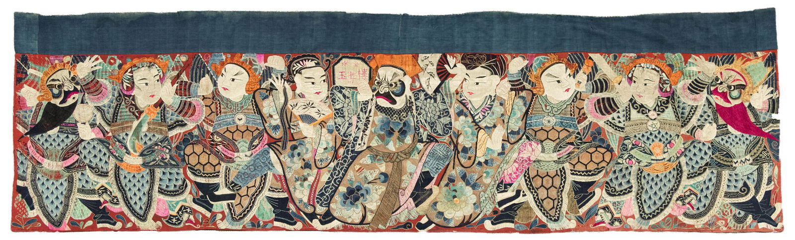 A Chinese embroidered Peking opera curtain, 19th century (1 of 6)