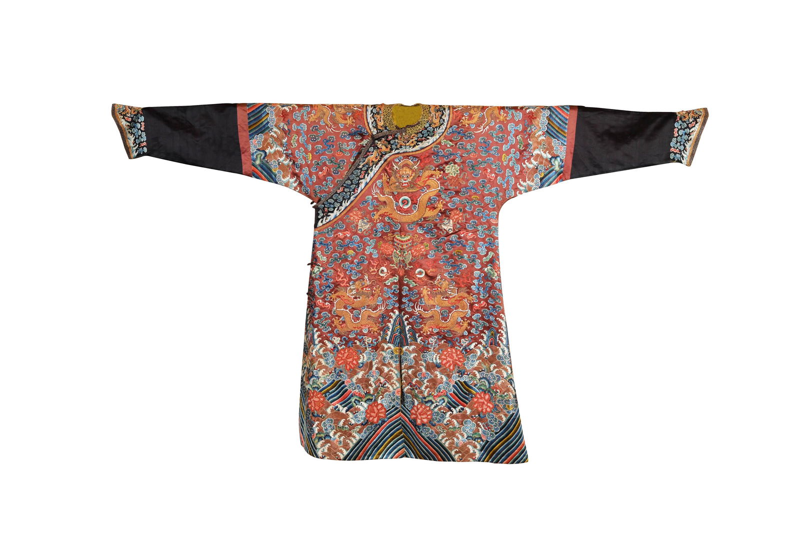 A Chinese red ground dragon robe, Early 19th century (1 of 11)