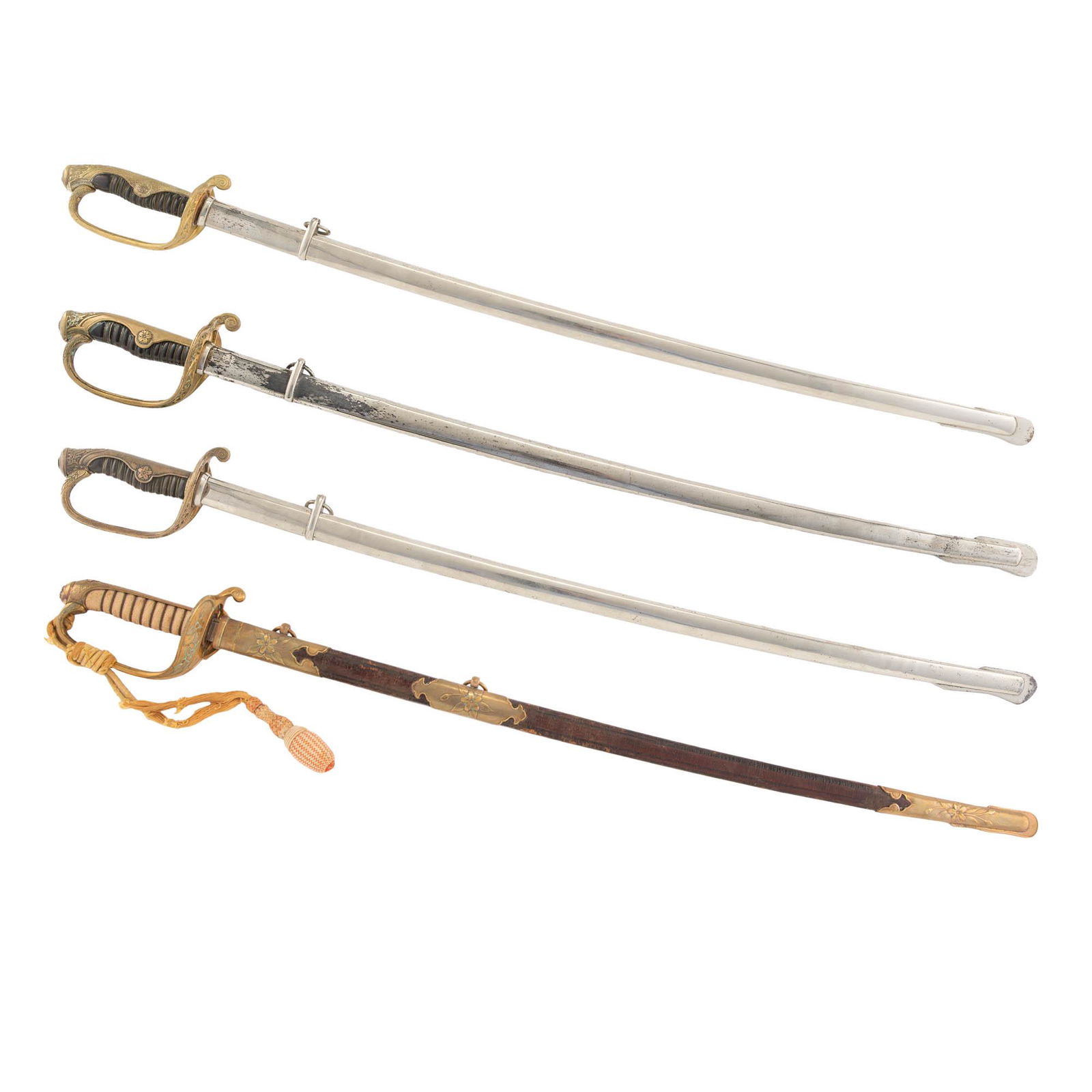 Four Japanese officers dress swords with scabbards (1 of 15)