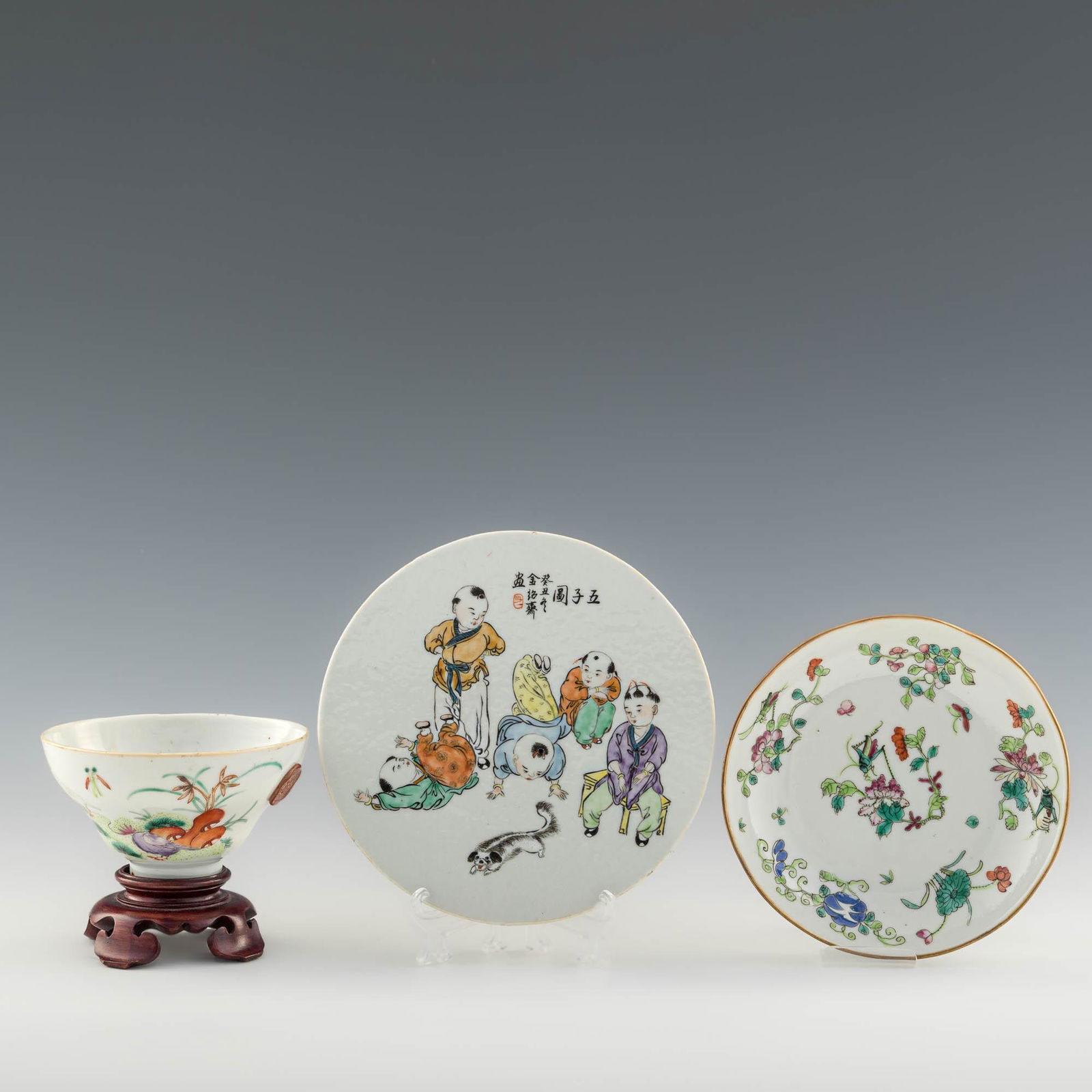 Three Chinese famille rose porcelains, 19th/early 20th century (1 of 10)