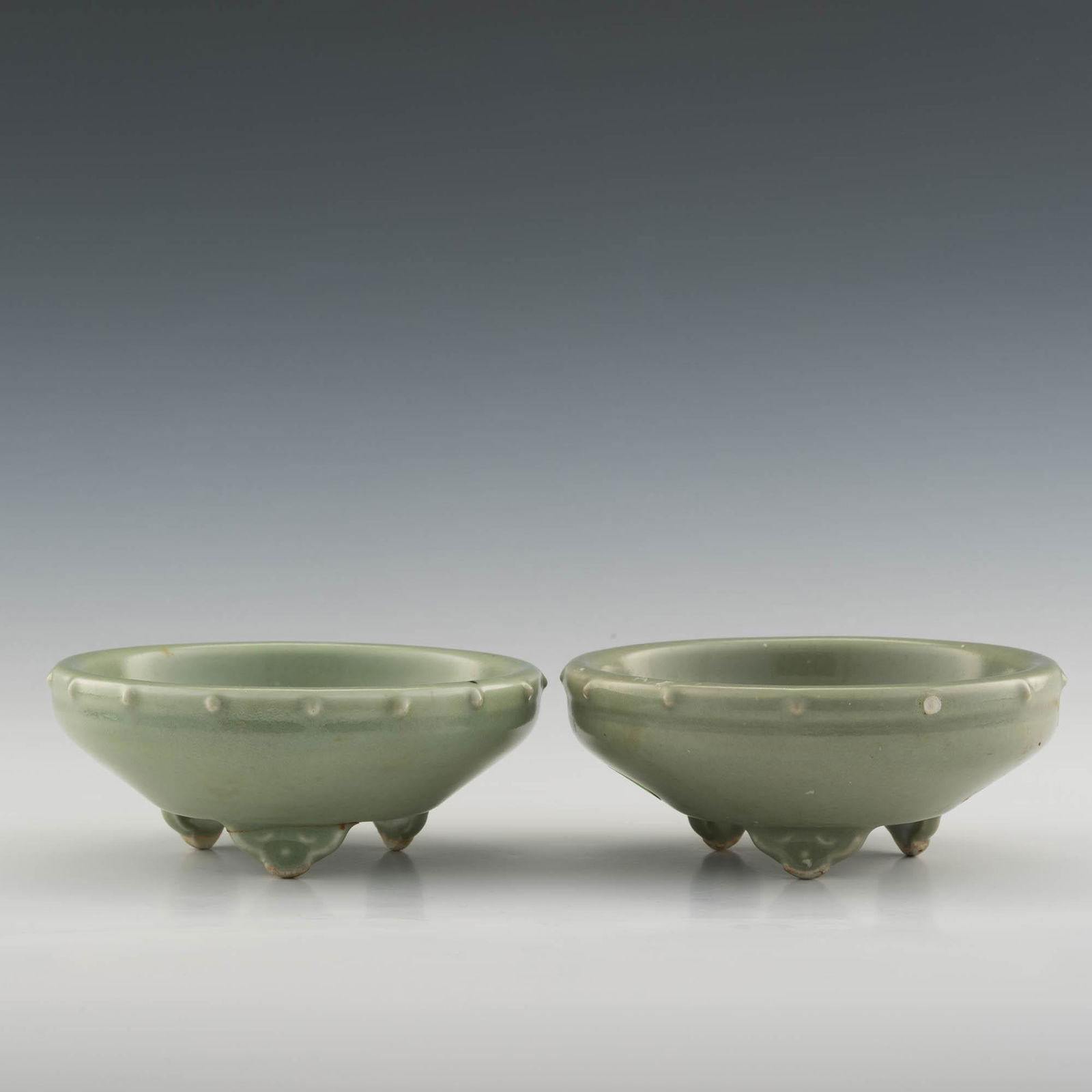 Two Chinese celadon tripod brush washers, 19th century (1 of 6)