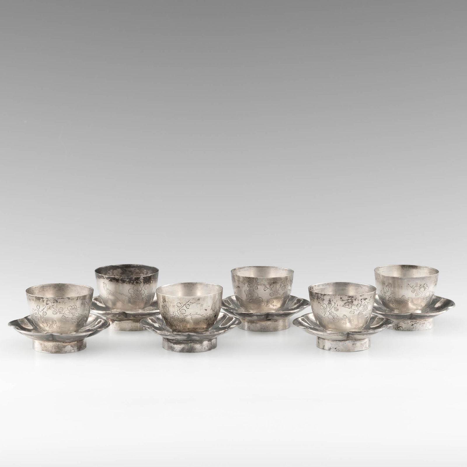A set of six Chinese cups with saucers, Republic period (1 of 10)
