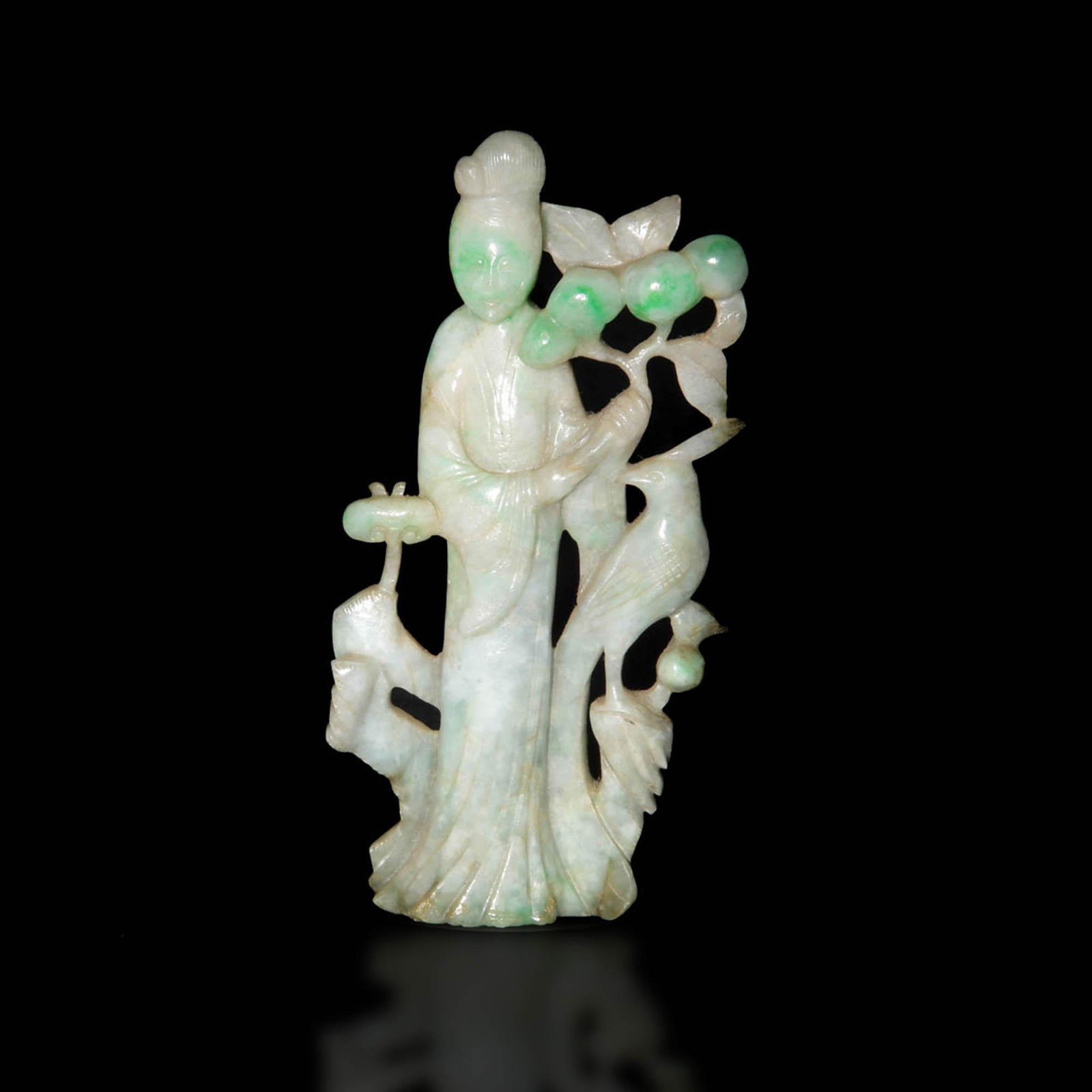 A Chinese jadeite carving of a woman, 19th century (1 of 6)
