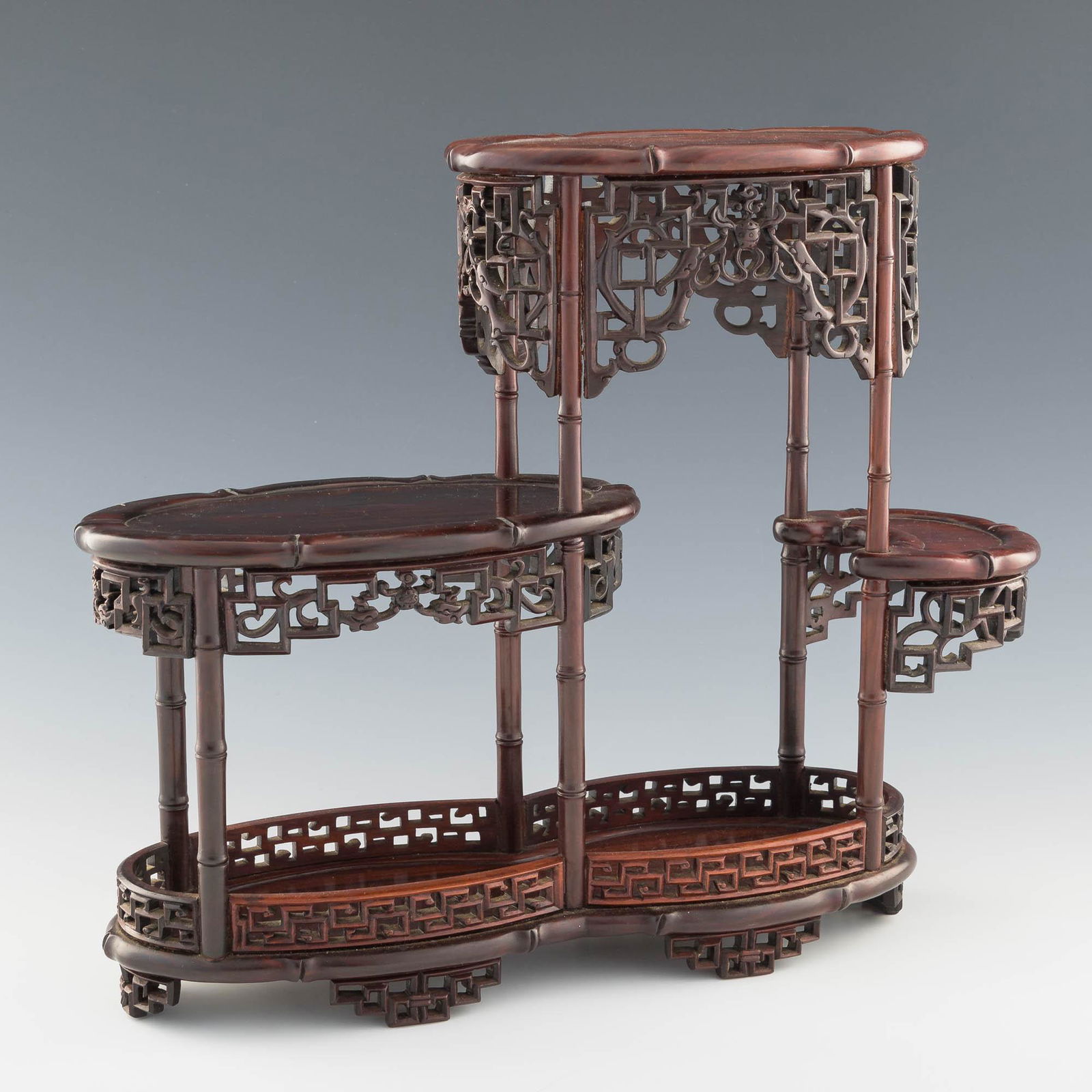 A Chinese Hongmu curio stand, late 19th century (1 of 9)
