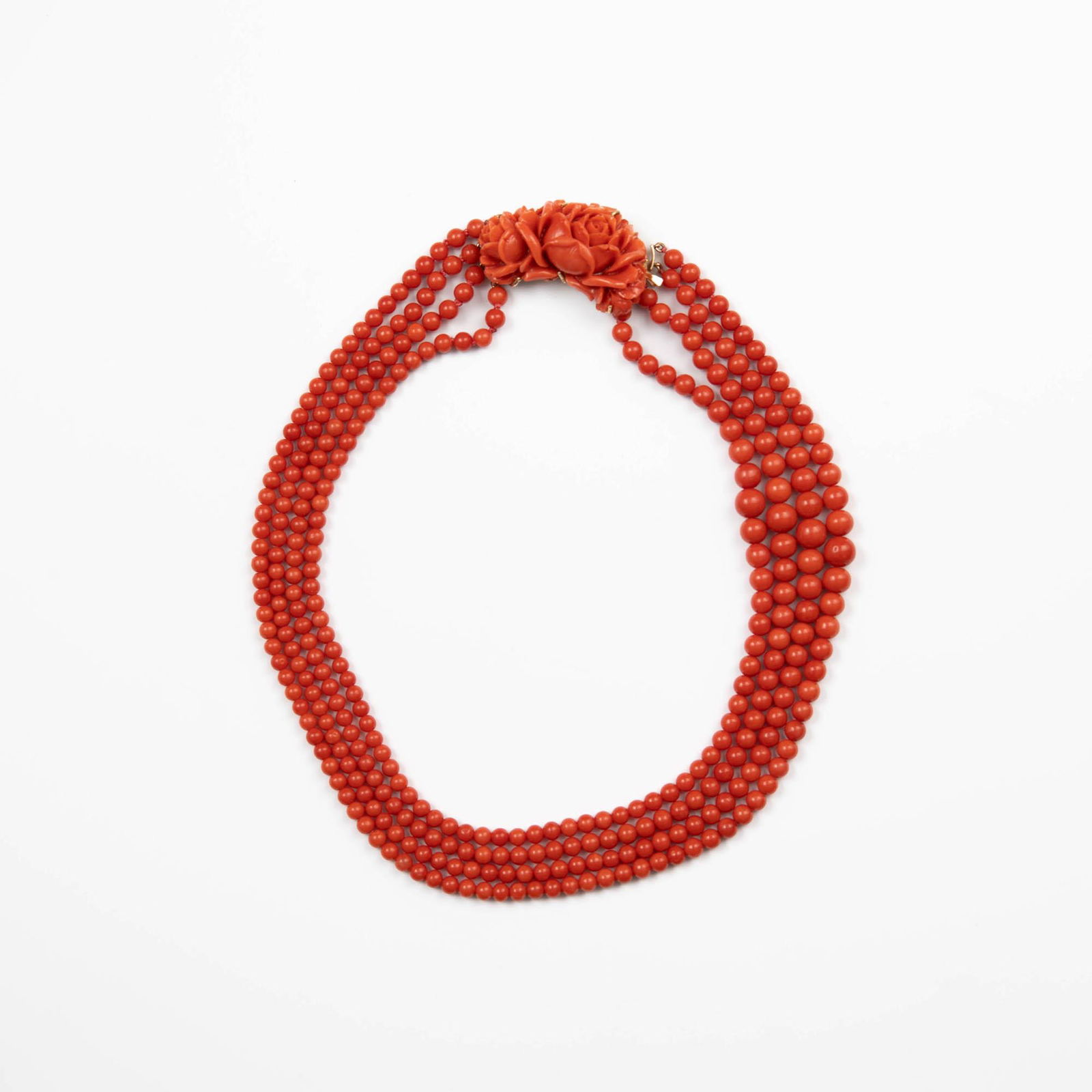 A Chinese coral necklace, (1 of 3)