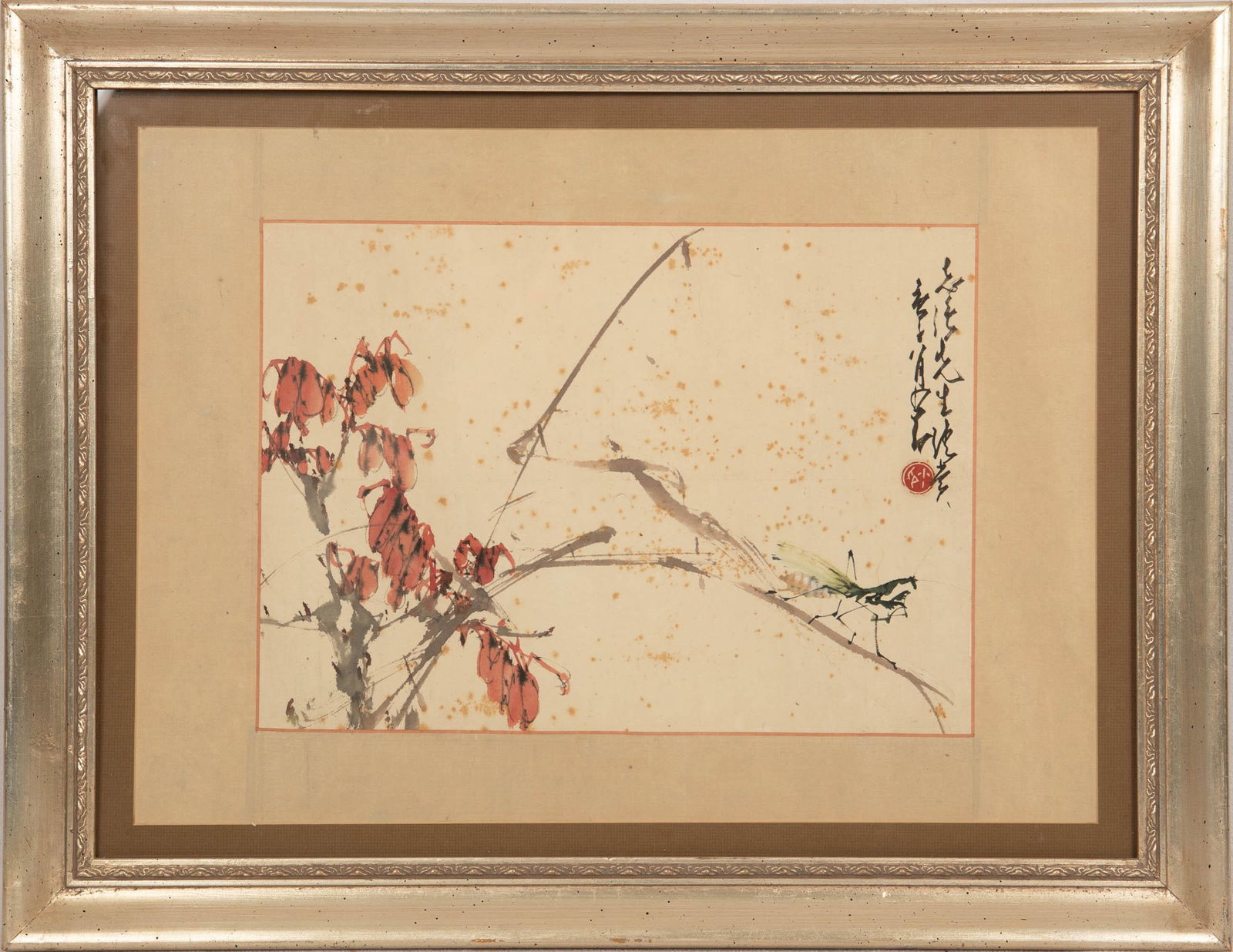 A Chinese painting of a mantis, signed Zhao Shao'ang (Chinese, 1905-1998) (1 of 5)
