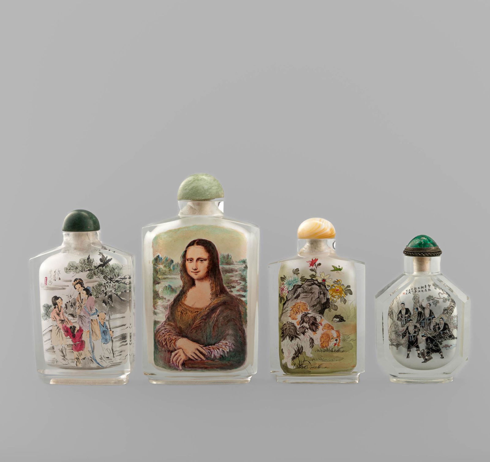 Four Chinese inside-painted glass snuff bottles, 1960-1980 (1 of 16)