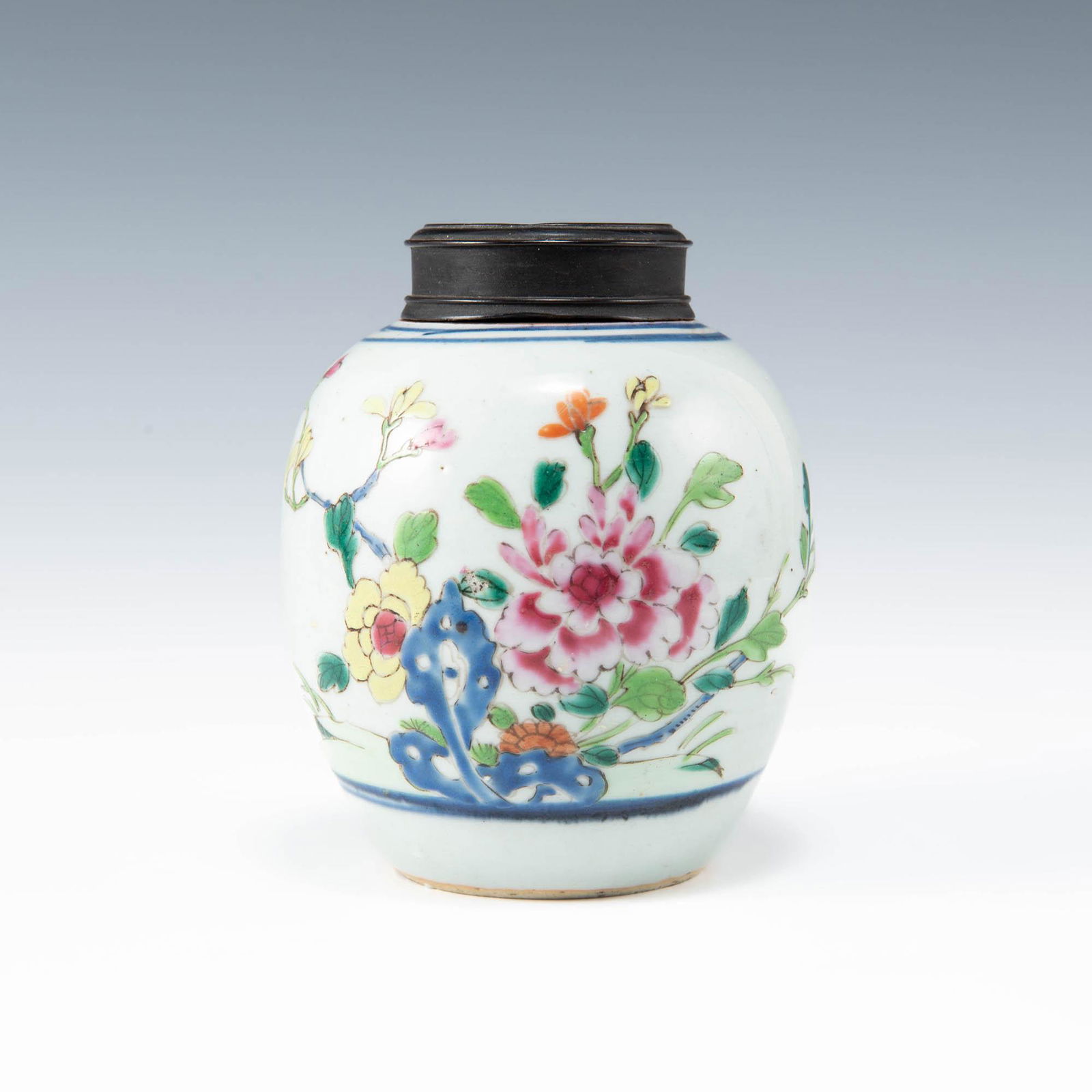 A Chinese famille rose lidded jar, Yongzheng period, Qing dynasty (1 of 6)