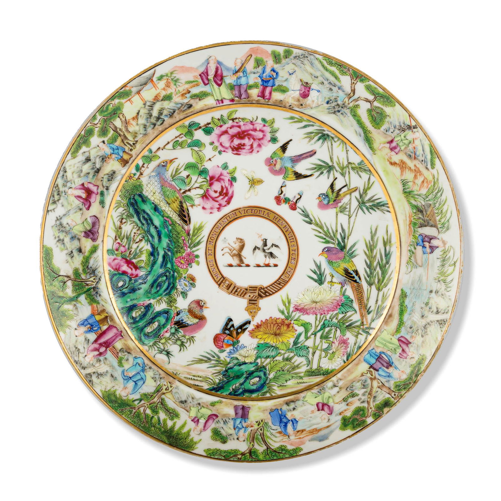 A Chinese export guangcai armorial plate, 19th century (1 of 9)