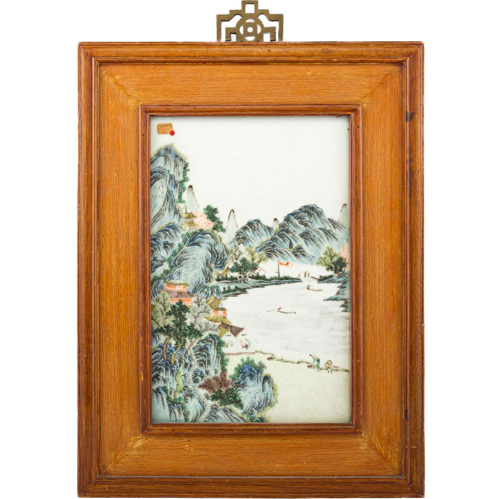 A Chinese famille rose landscape plaque, Republic period (1 of 9)
