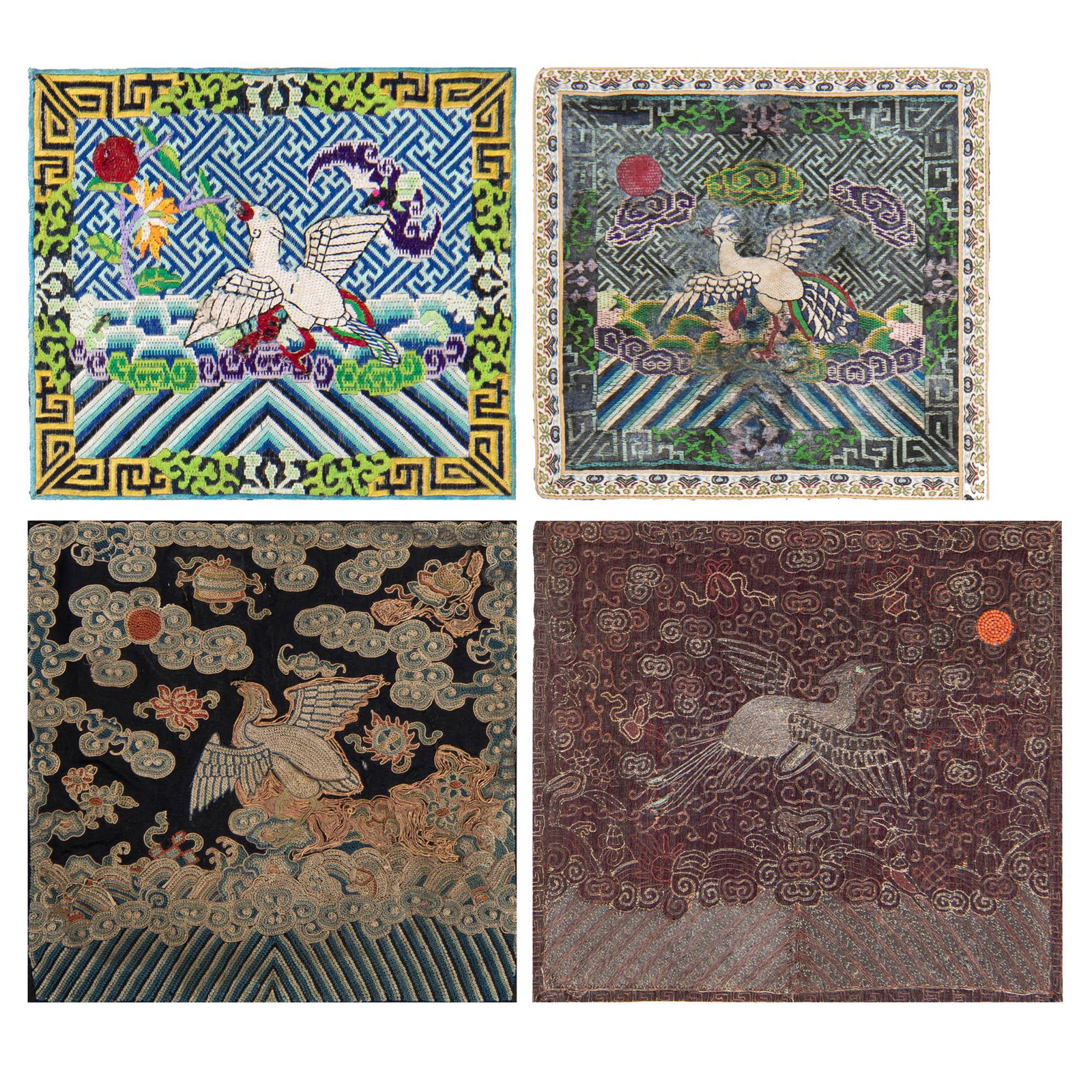 A group of four Chinese ranking badges, 19th century (1 of 6)