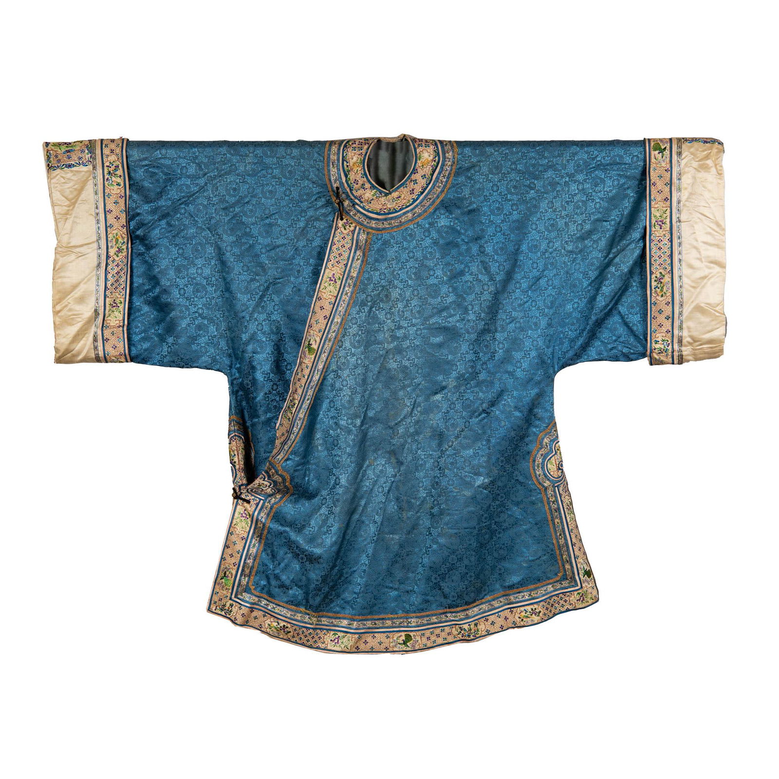 A Chinese blue-ground silk lady's robe, 19th century (1 of 5)