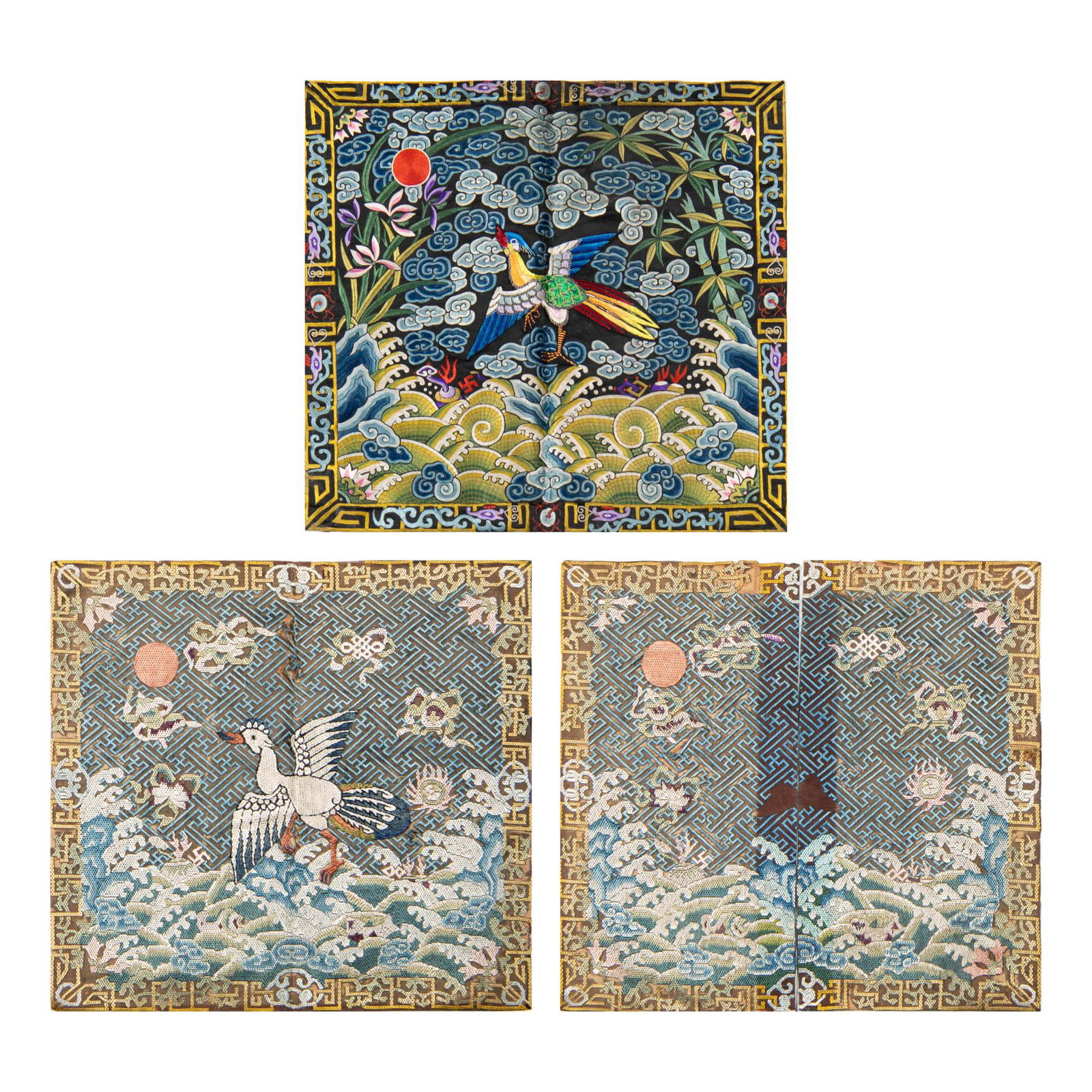 Three Chinese ranking badges, 19th century (1 of 5)