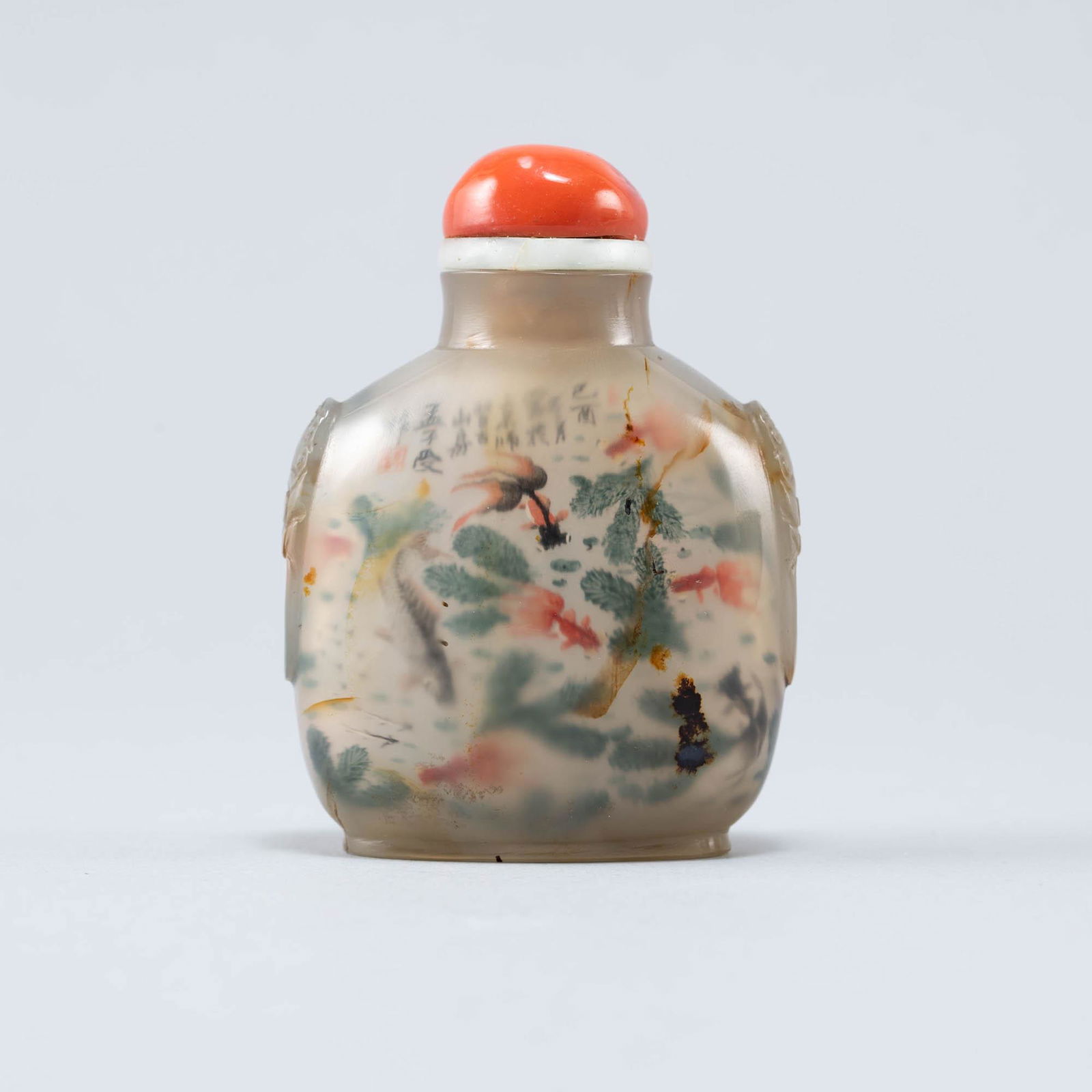 A Chinese inside-painted agate snuff bottle, signed Meng Zishou, early 20th century (1 of 7)