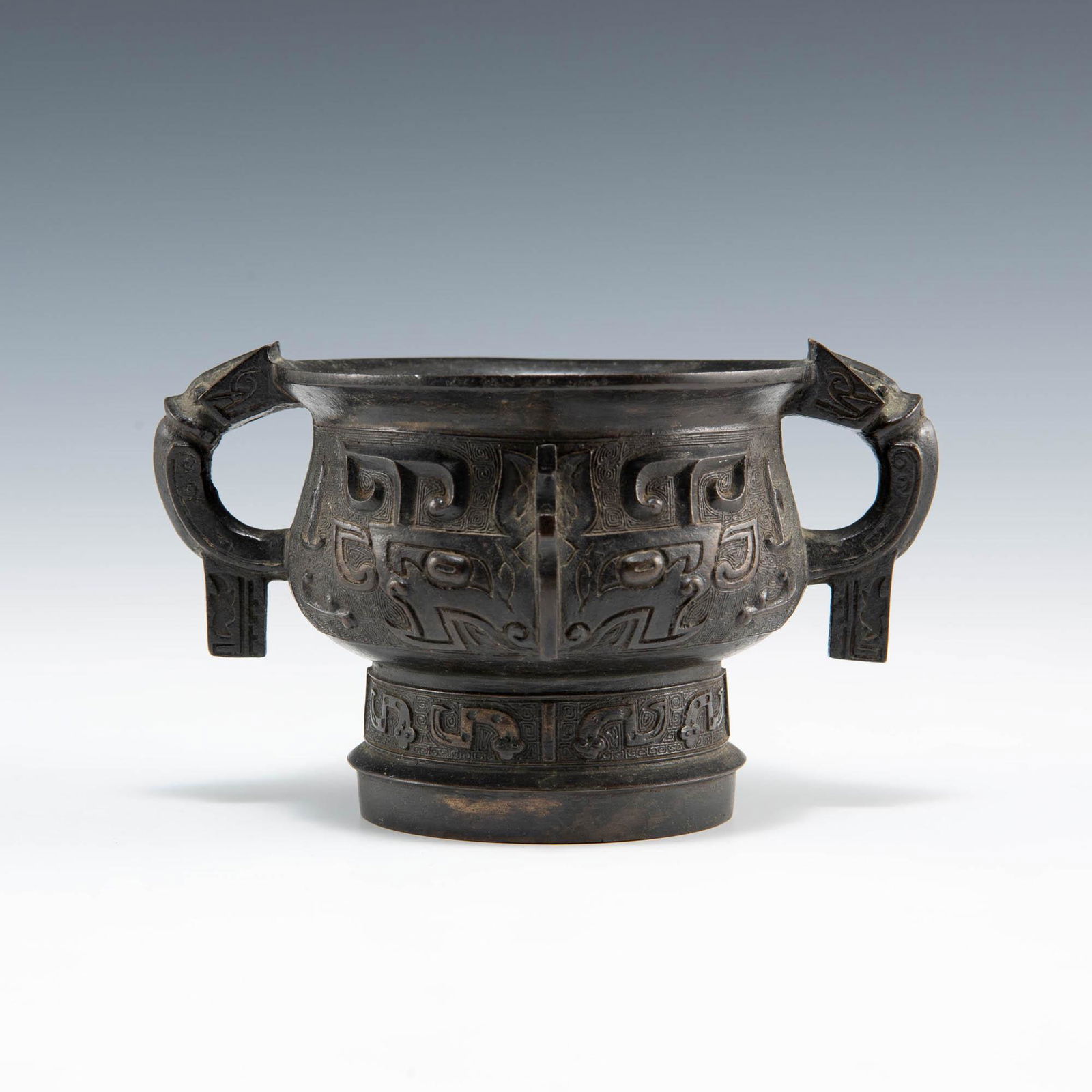 A Chinese bronze gui-form censer, 18th-early 19th century (1 of 7)