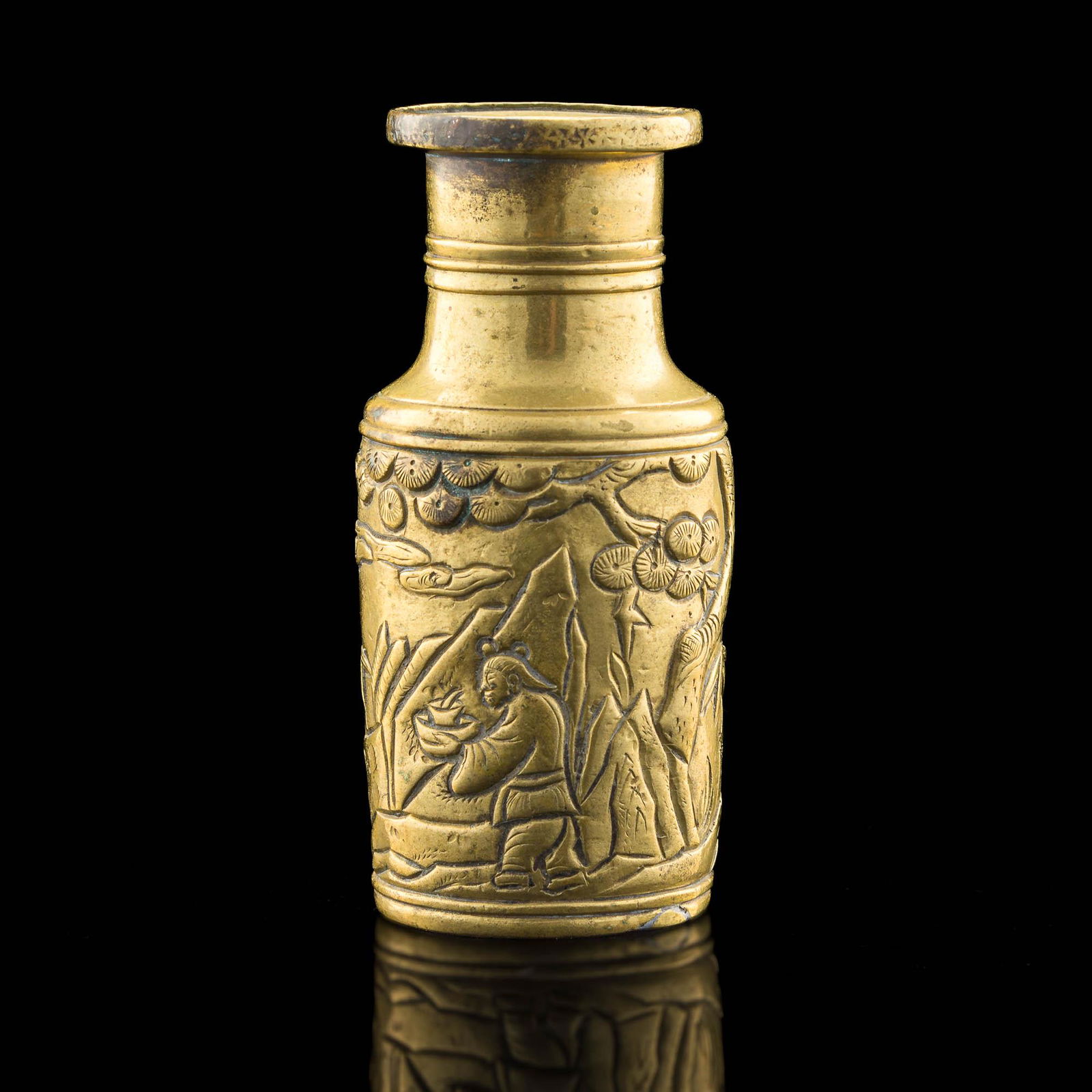 A Chinese carved parcel-gilt silver scholar's incense bottle, 17th century (1 of 9)