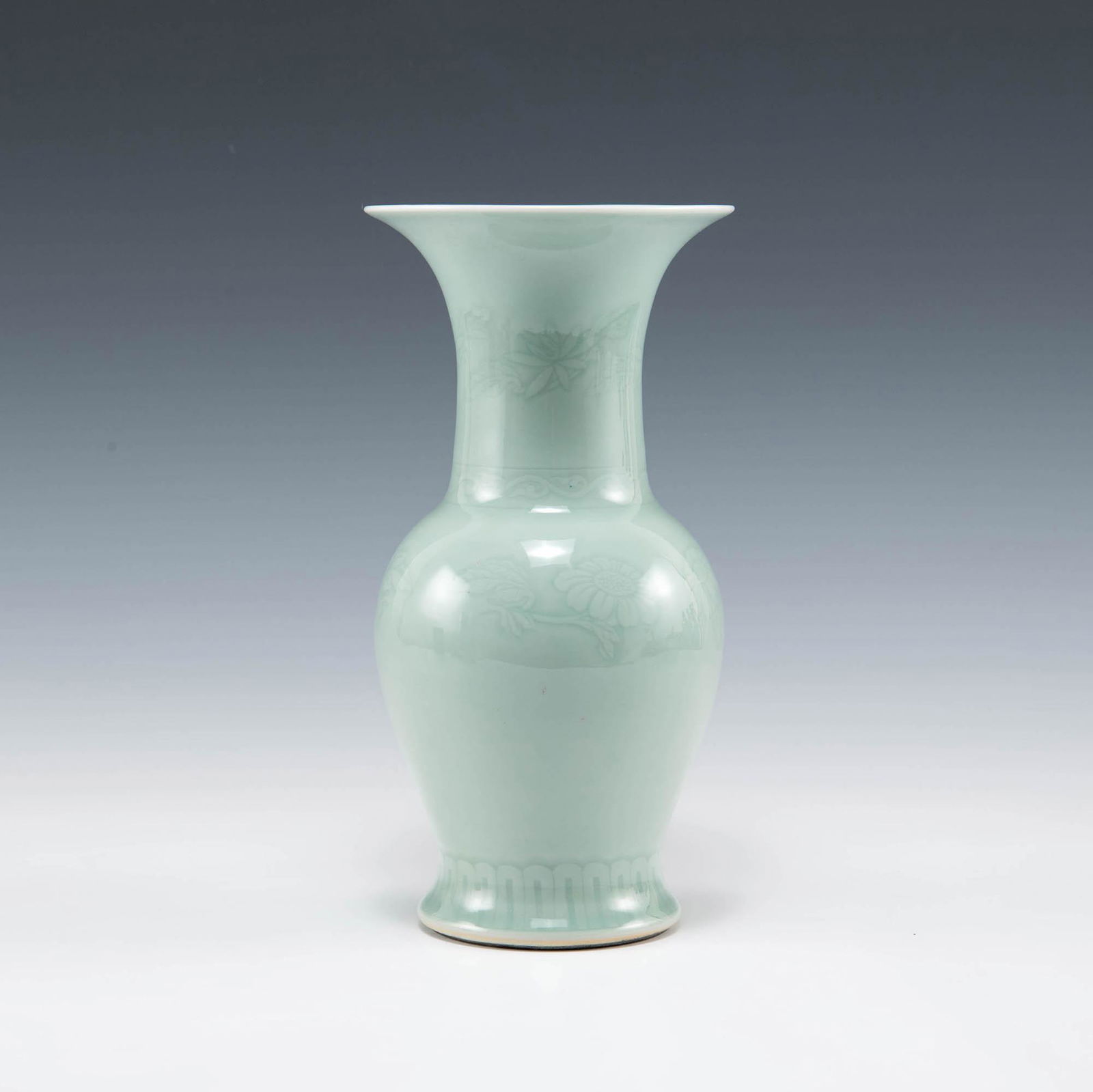 A Chinese celadon phoenix-tail vase with incised flowers, Republic period (1 of 6)