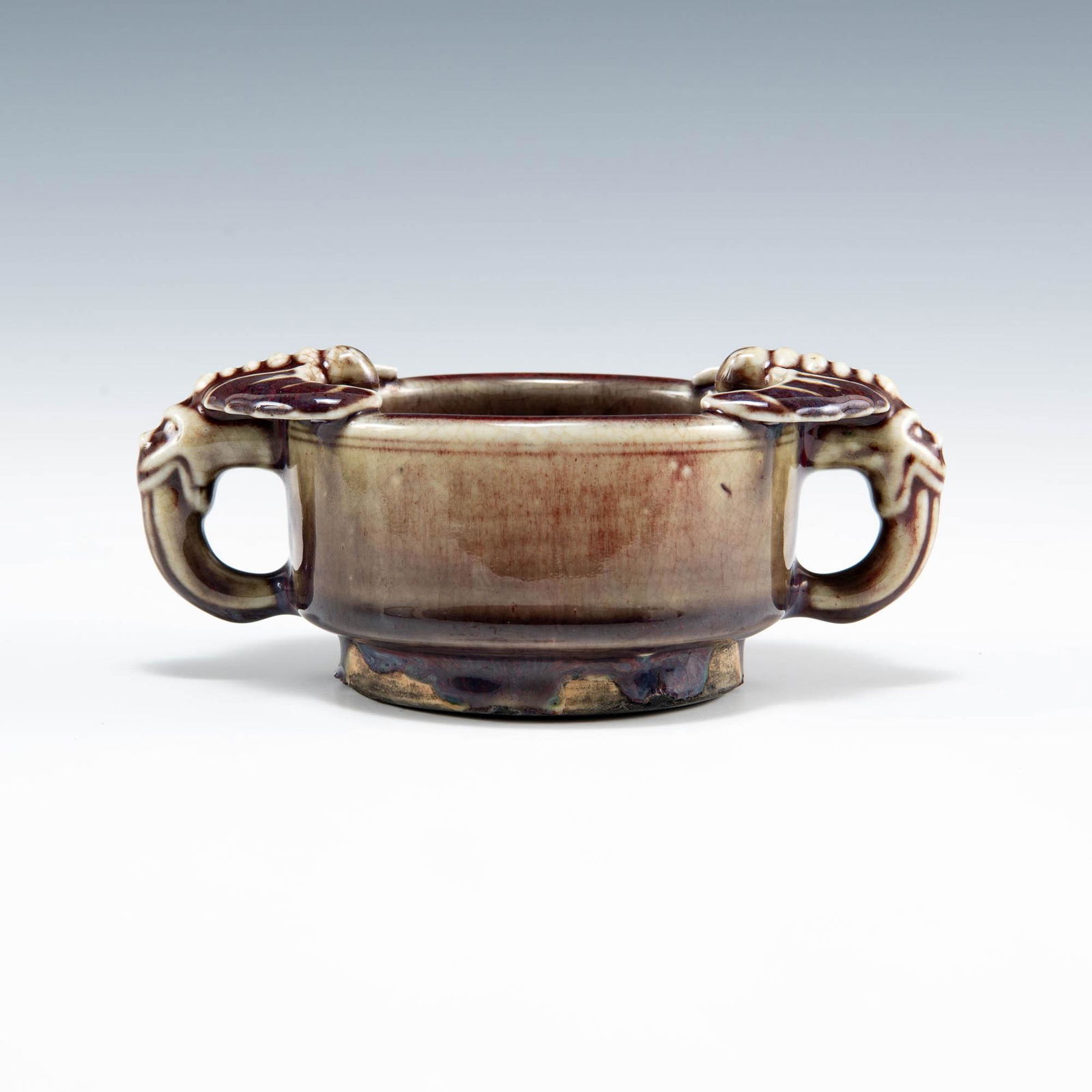 A Chinese flambe bat-handle censer, 19th century (1 of 7)