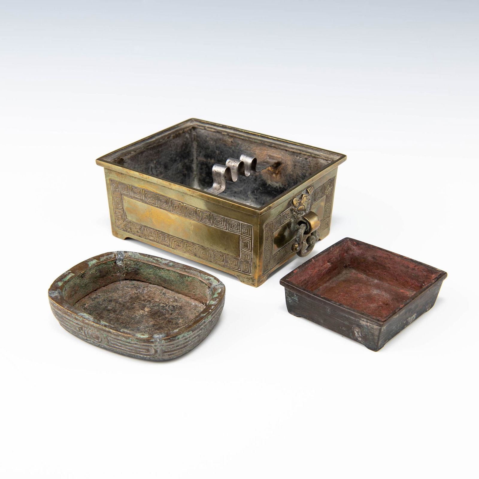 Three Chinese bronze censers, Ming or Qing dynasty (1 of 9)