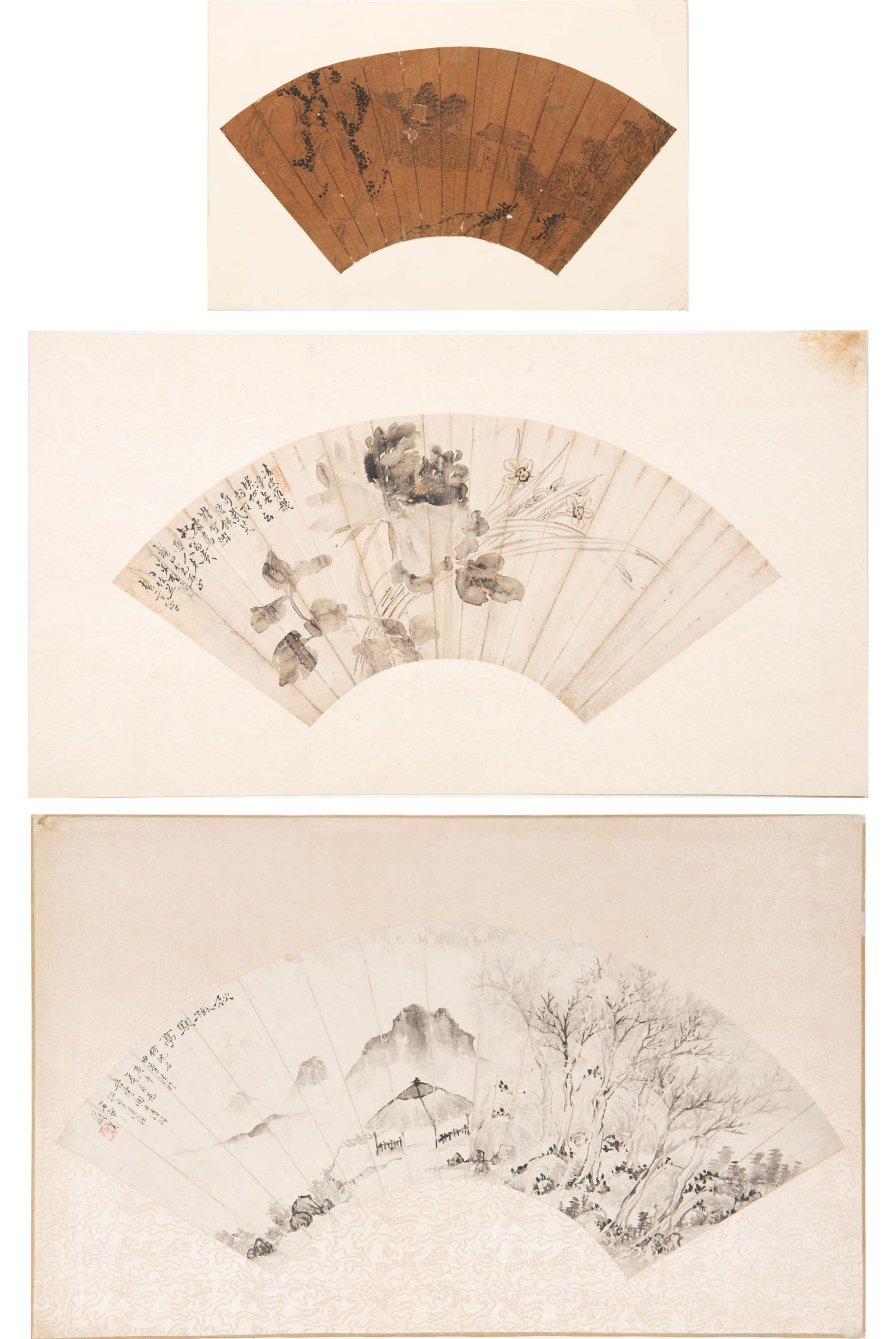 Three Chinese fan paintings, Unknown Artists (Chinese) (1 of 6)