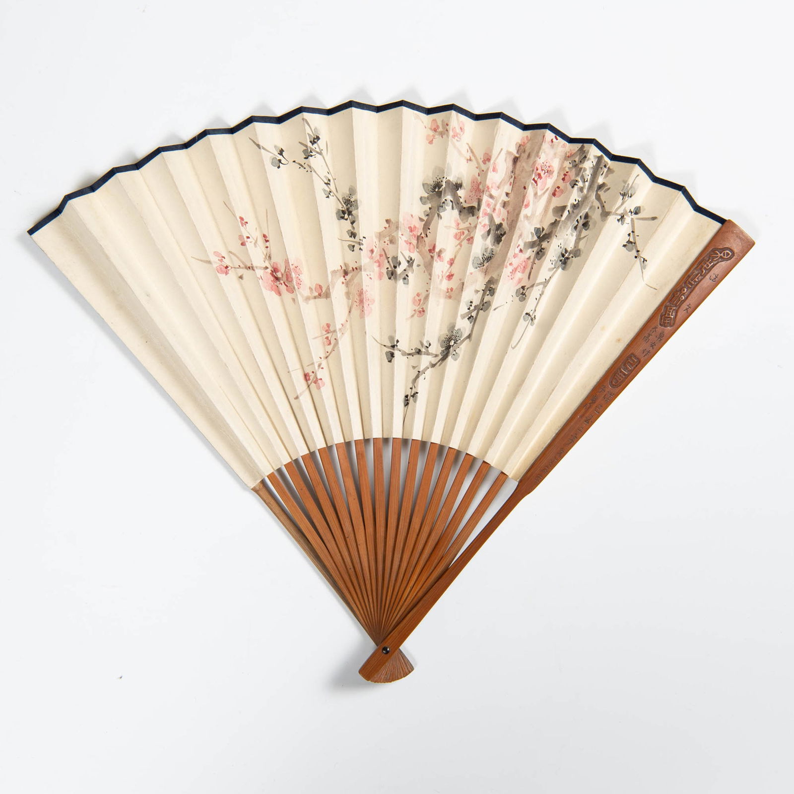 A Chinese fan painting with plum blossoms, Unknown artist (Chinese) (1 of 6)