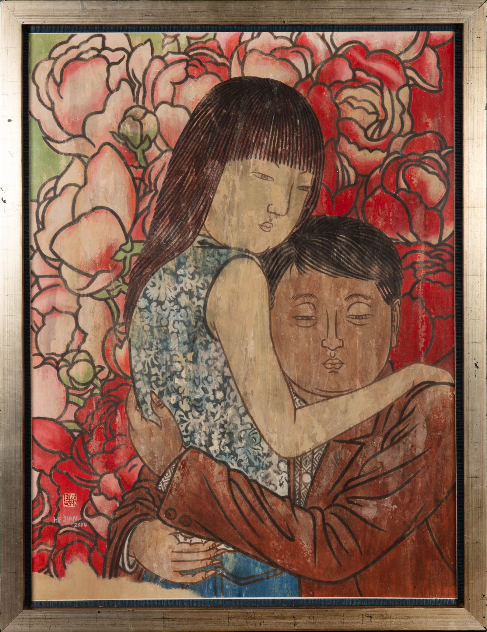 A Chinese group portrait, signed He Jian (Chinese, 21st century) (1 of 6)