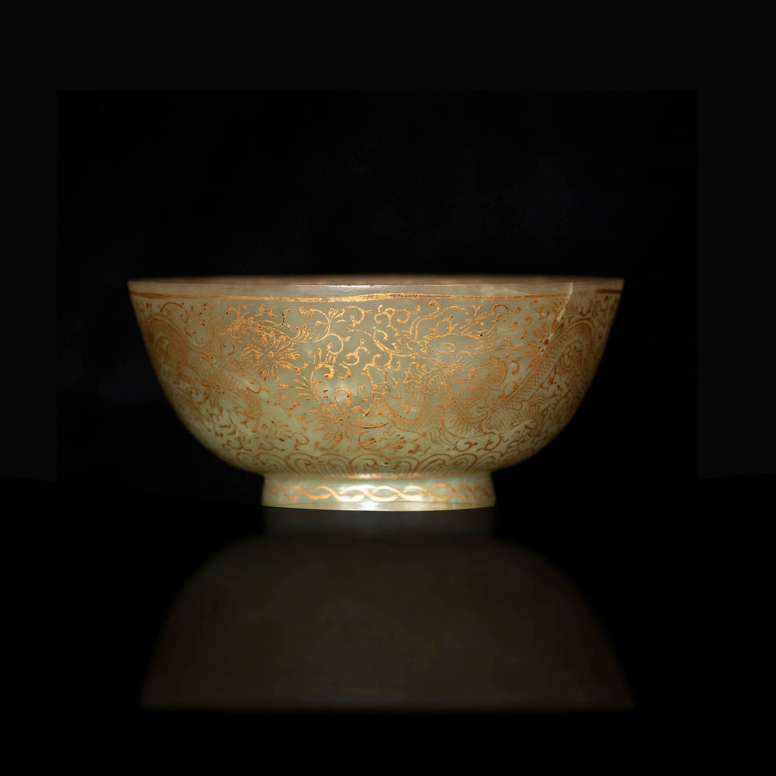 A Chinese Giltdecorated Jade Bowl, Qianlong Period, Qing Dynasty Auction