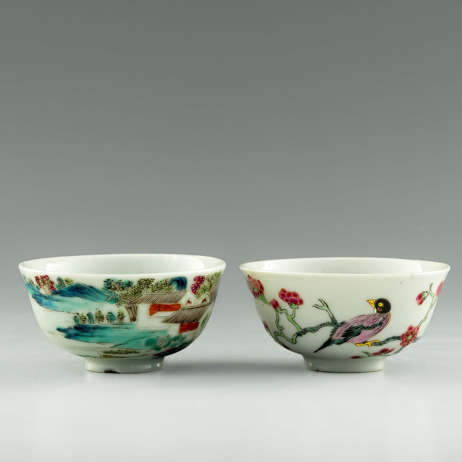 Two Chinese export famille rose cups, 18th century (1 of 10)