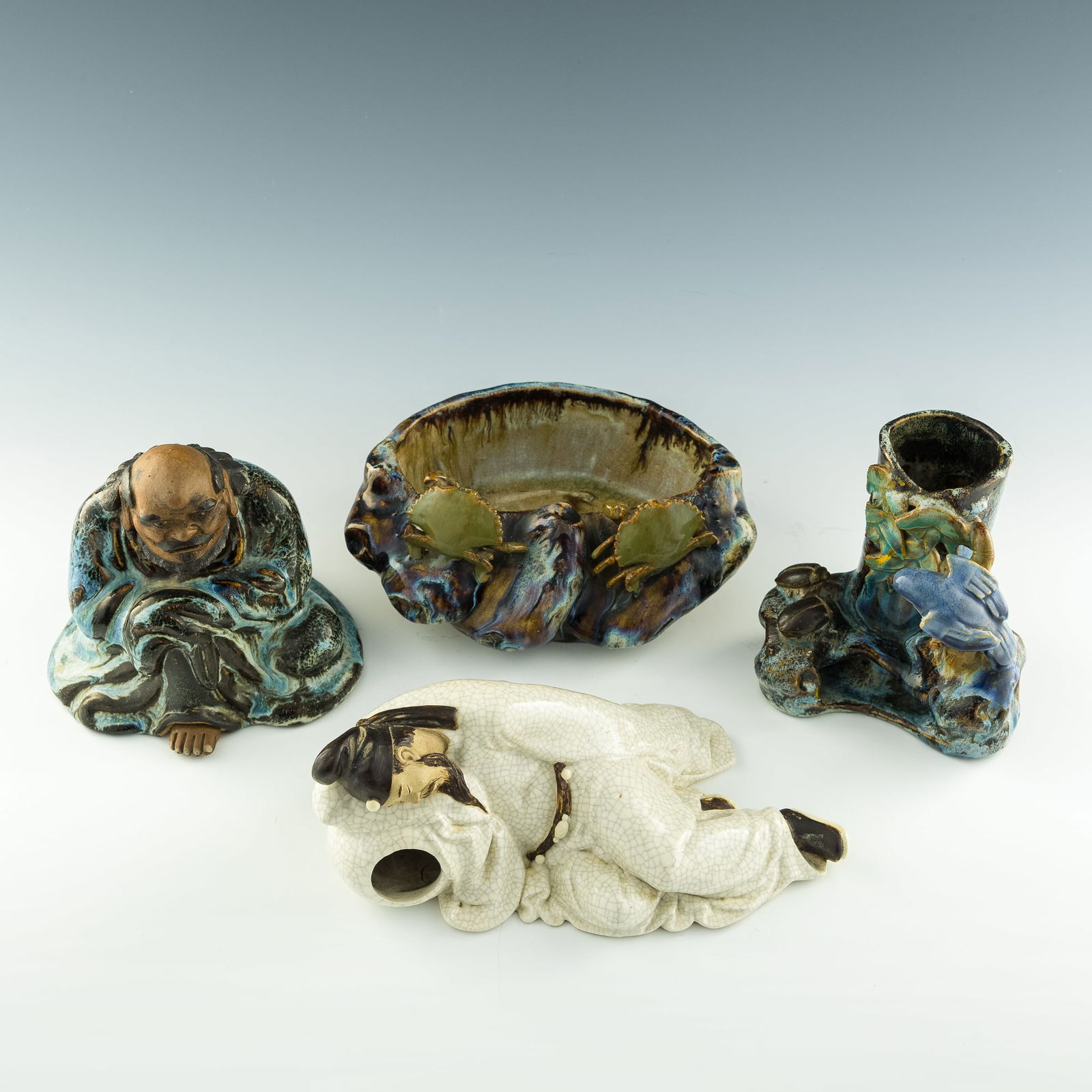 Four Chinese shiwan-glazed figures, 19th century (1 of 7)