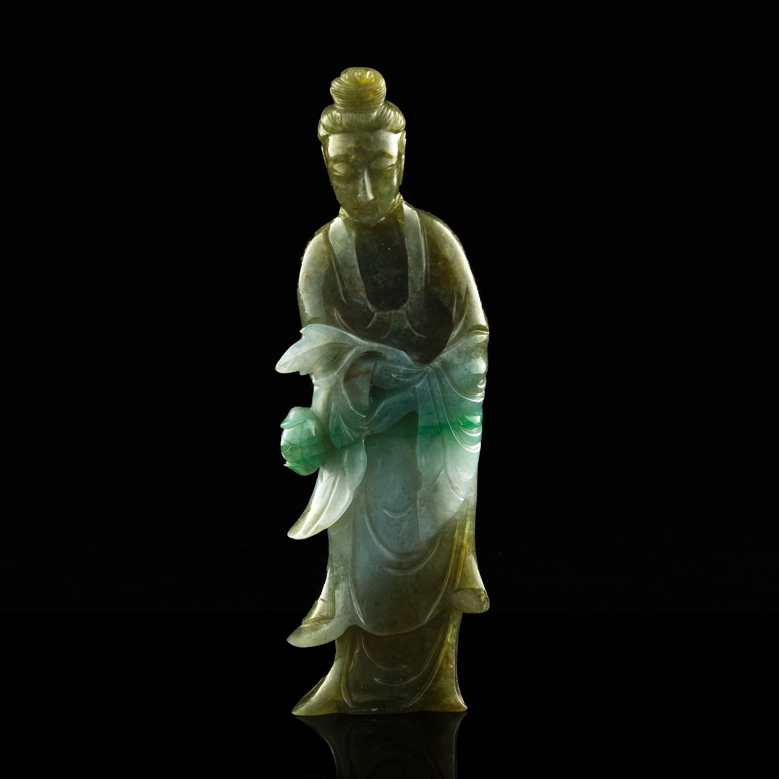 A Chinese jadeite statuette of a lady, 19th century (1 of 6)